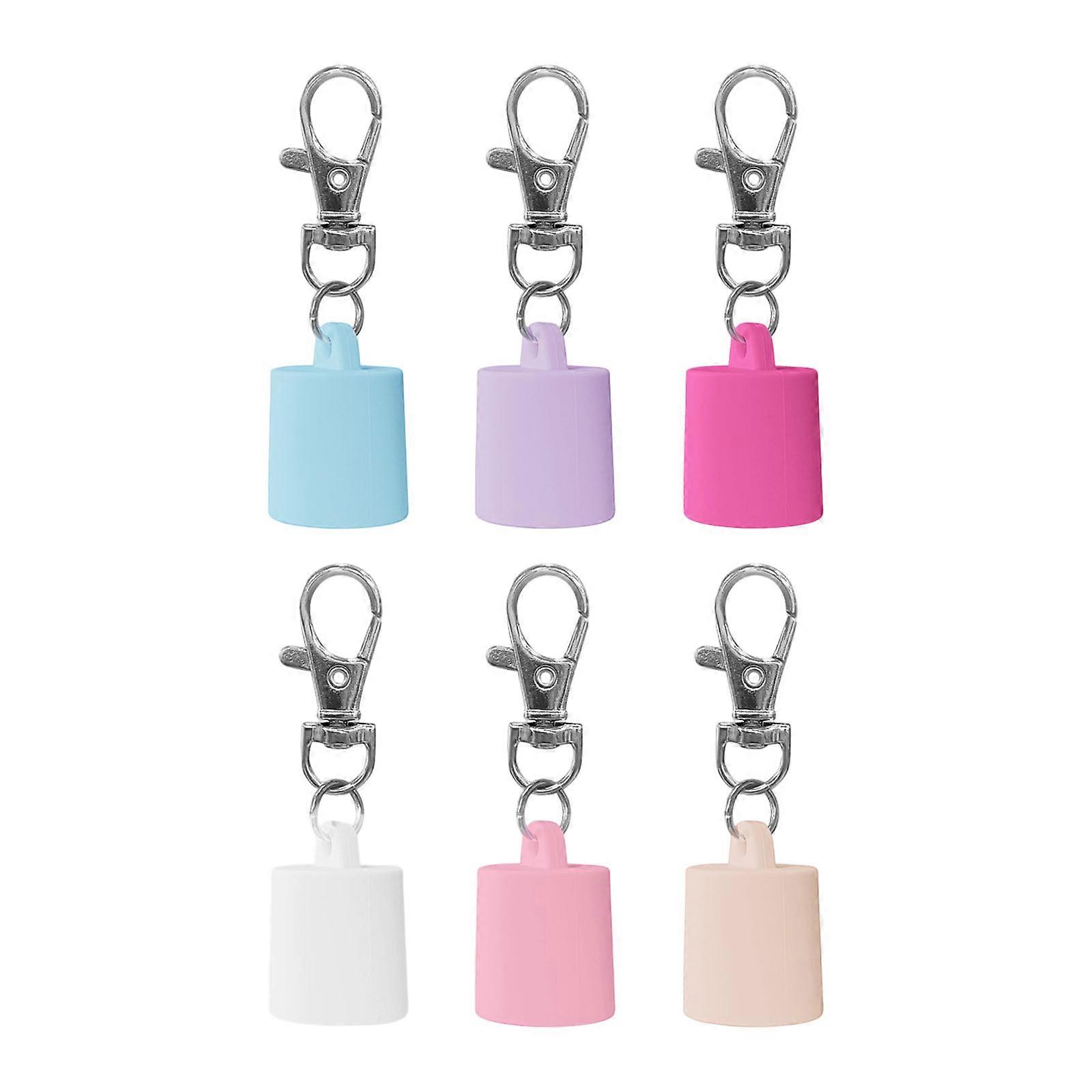 Pack Of 6 Silicone Lip Balm Keychains Secure Clip Attachment For Bags Keys Universal Fit Design Multicolor