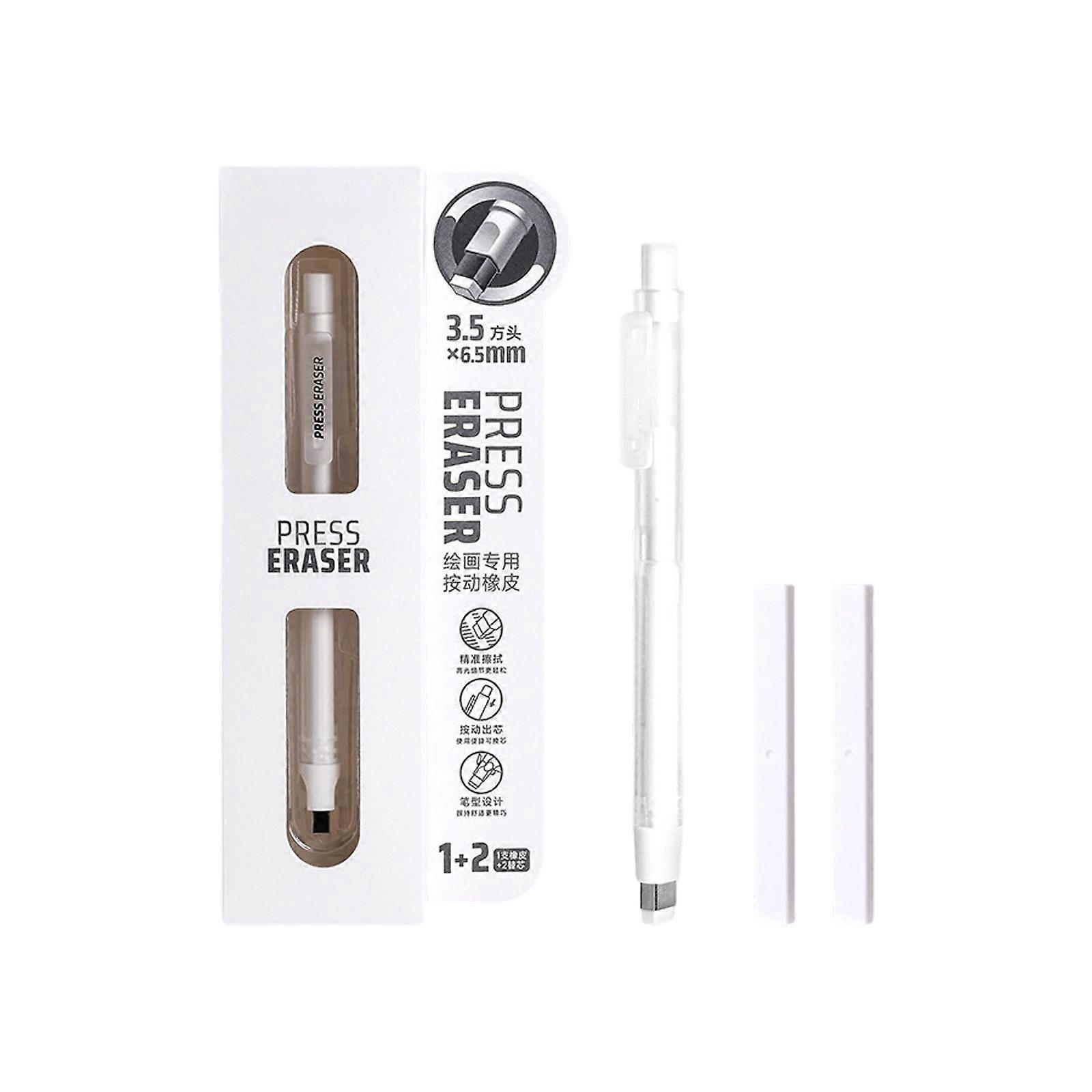 Clicks To Use Eraser Pen with Plastic Construction Shell For Repeated Classroom Or Office Use Quick Releases Eraser Pen  White