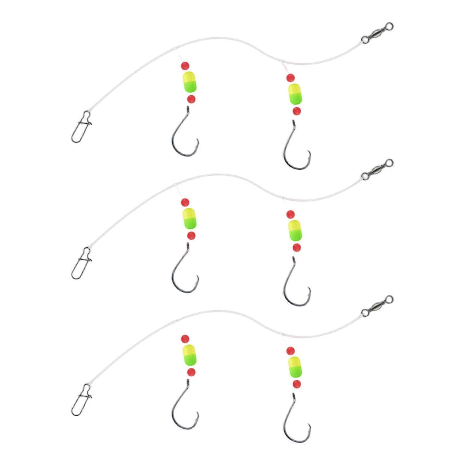 3pack Saltwater Ready Fishing Leader High Strength Anti Corrosions Nylons with Multiple Hook Size  Yellow green float