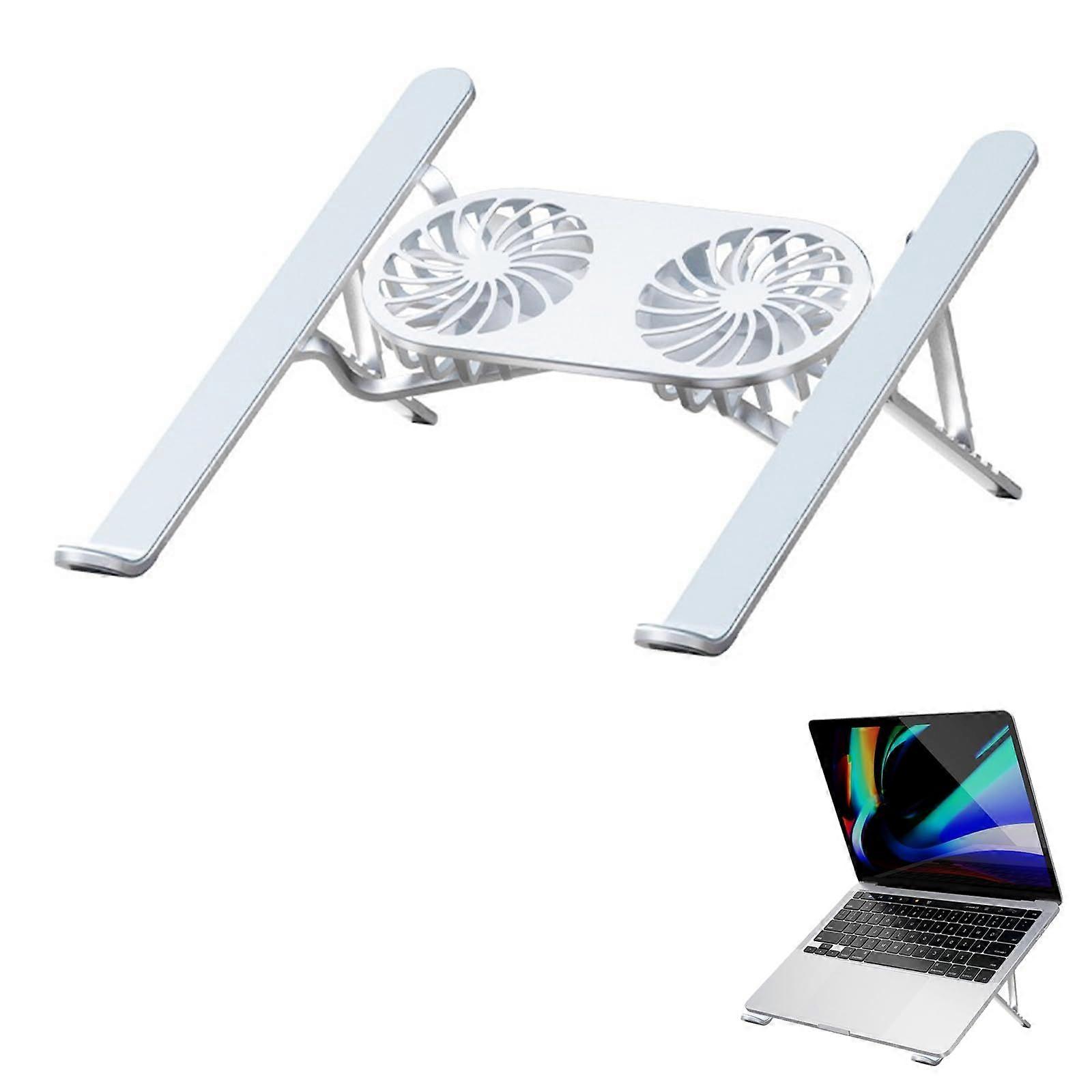 Laptop Cooling Dock, Foldable Laptop Stand, Cooling System Stand with 2 Silent Fans, Height Adjustable, LED Light for 10  15.6 Inch Laptops