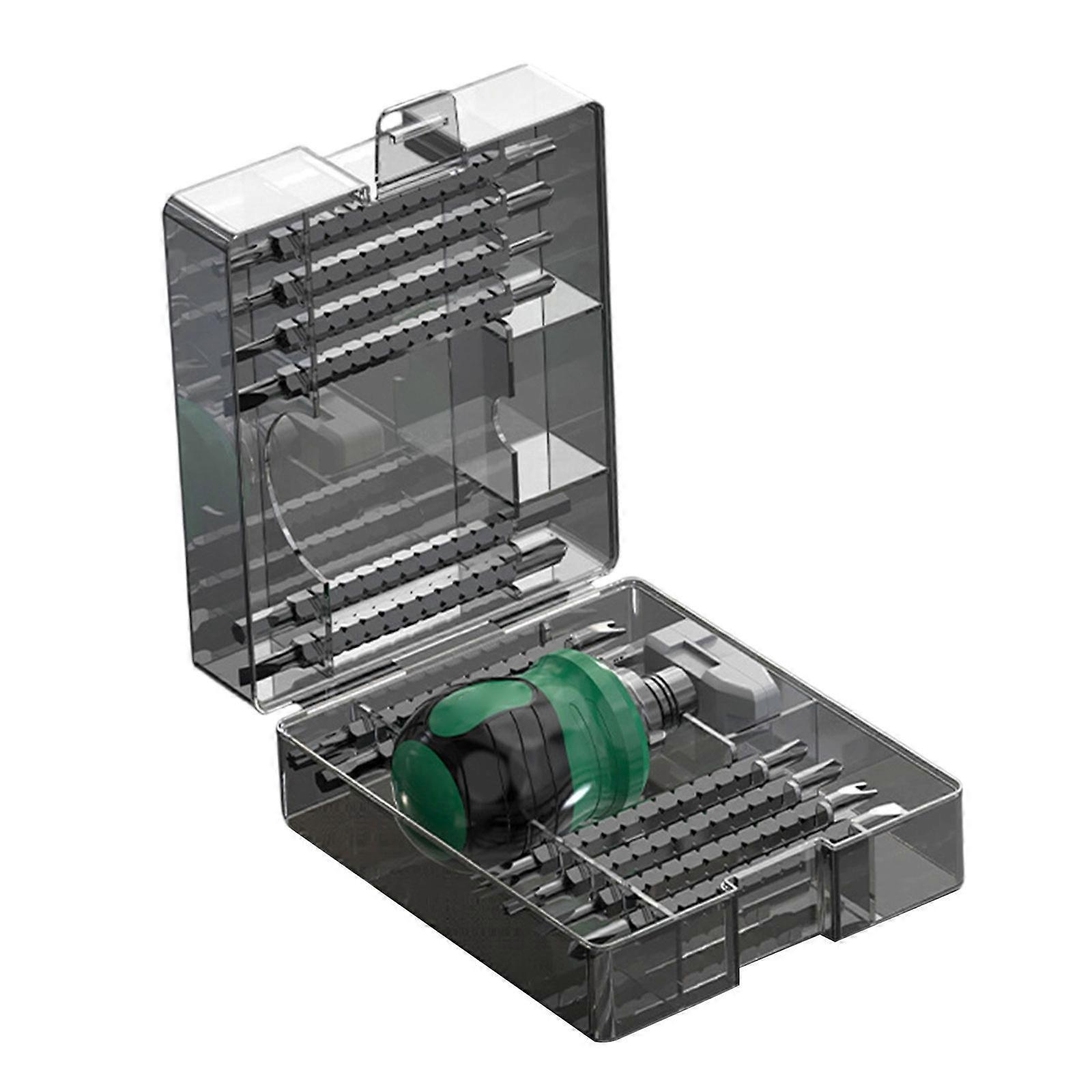 Professional Ratcheting Screwdriver Kit Includes Retractable Handle And Interchangeable Magnetic Tip For Precise Work Multicolor