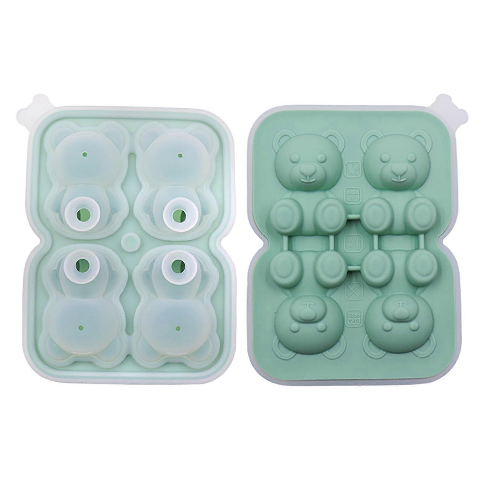 Silicone Ice Cube With Fun Shapes Mould Food Grade Silicone 4 Grids Stereoscopic Design Large Ice Cube Tray With Funnel Lid Easy Release Ice For 1pc