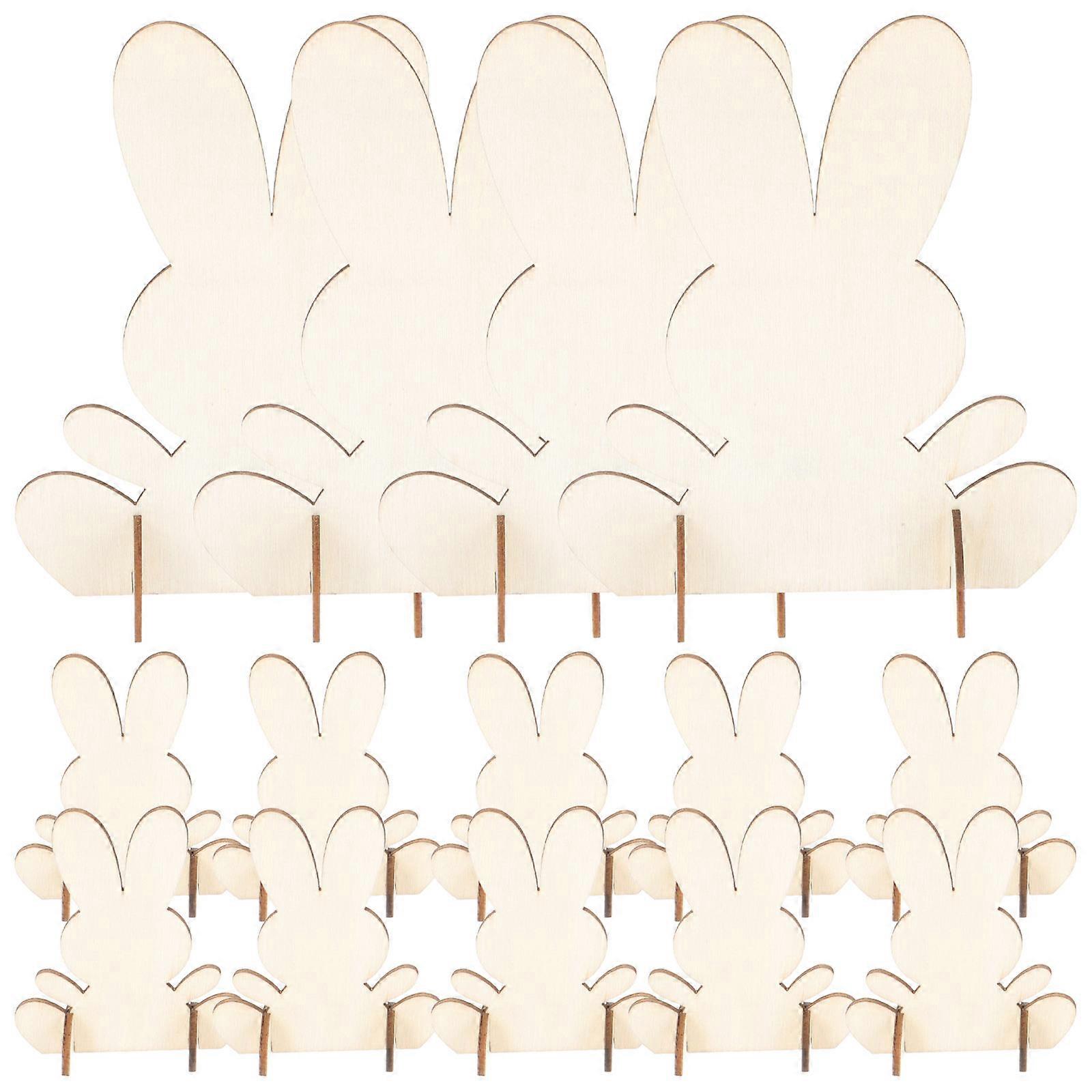14pcs Easter Bunny Diy Decorations Rabbit Shape Wood Cutouts Easter Diy Props