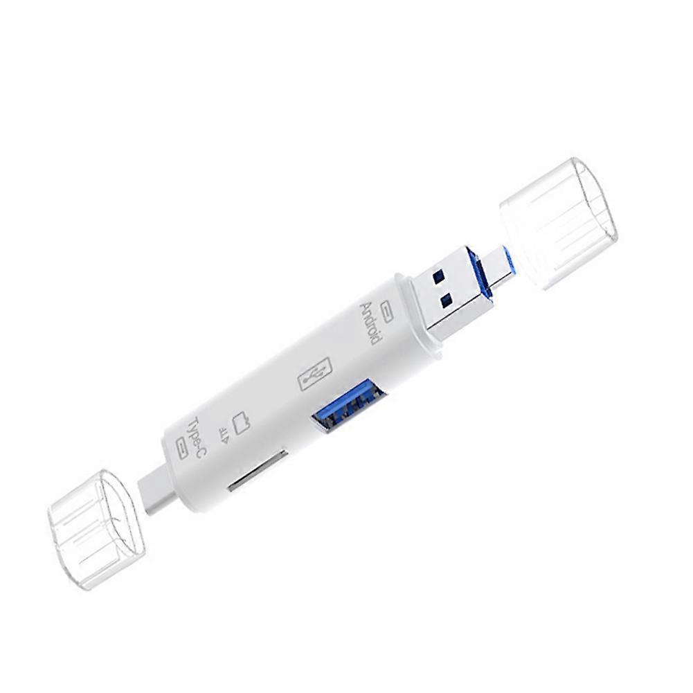 3-In-1 Card Reader with OTG Function Support USB 2.0 /Type C/USB Function Micro-USB Memory Card White