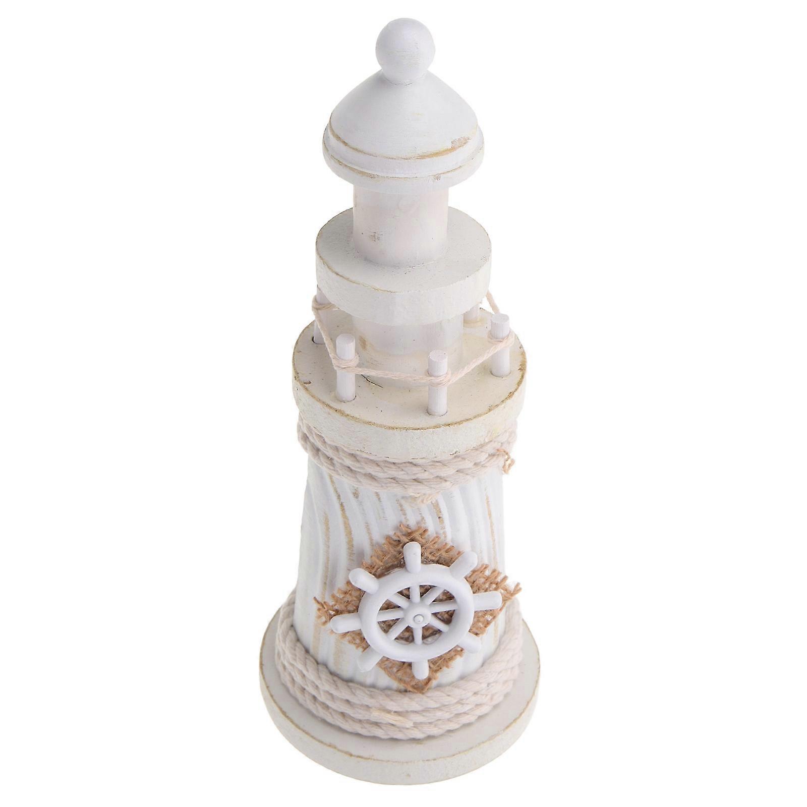 Compact Nautical Lighthouse Decoration Beach Lovers Gift Desktop Decor Beige 1Set