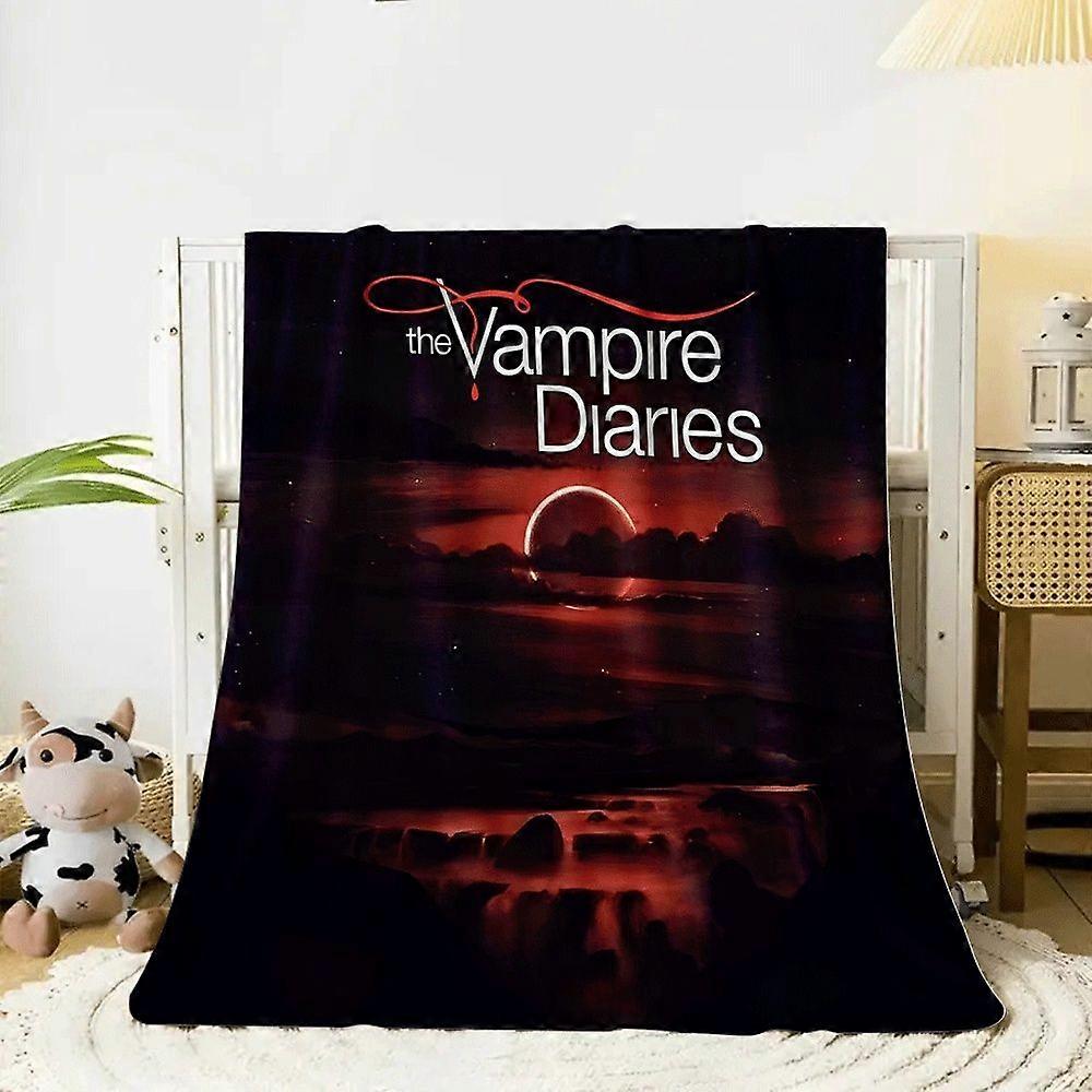 1pc The Vampire Diaries Flannel Blanket - Contemporary Style, Polyester, Machine Washable, 200-250gsm, Multi-Purpose Sof-UYRTA318