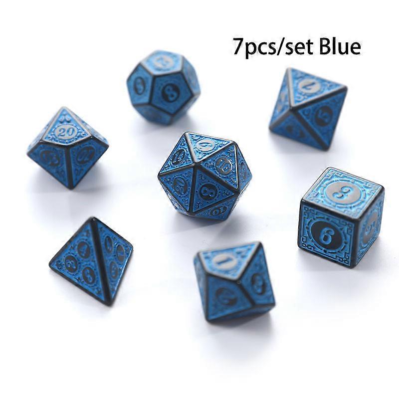 7pcs/set Polyhedral 7-Die Carved Pattern Dice Set D4 D6 D8 D10 D% D12 D20 For Game 5 Colors