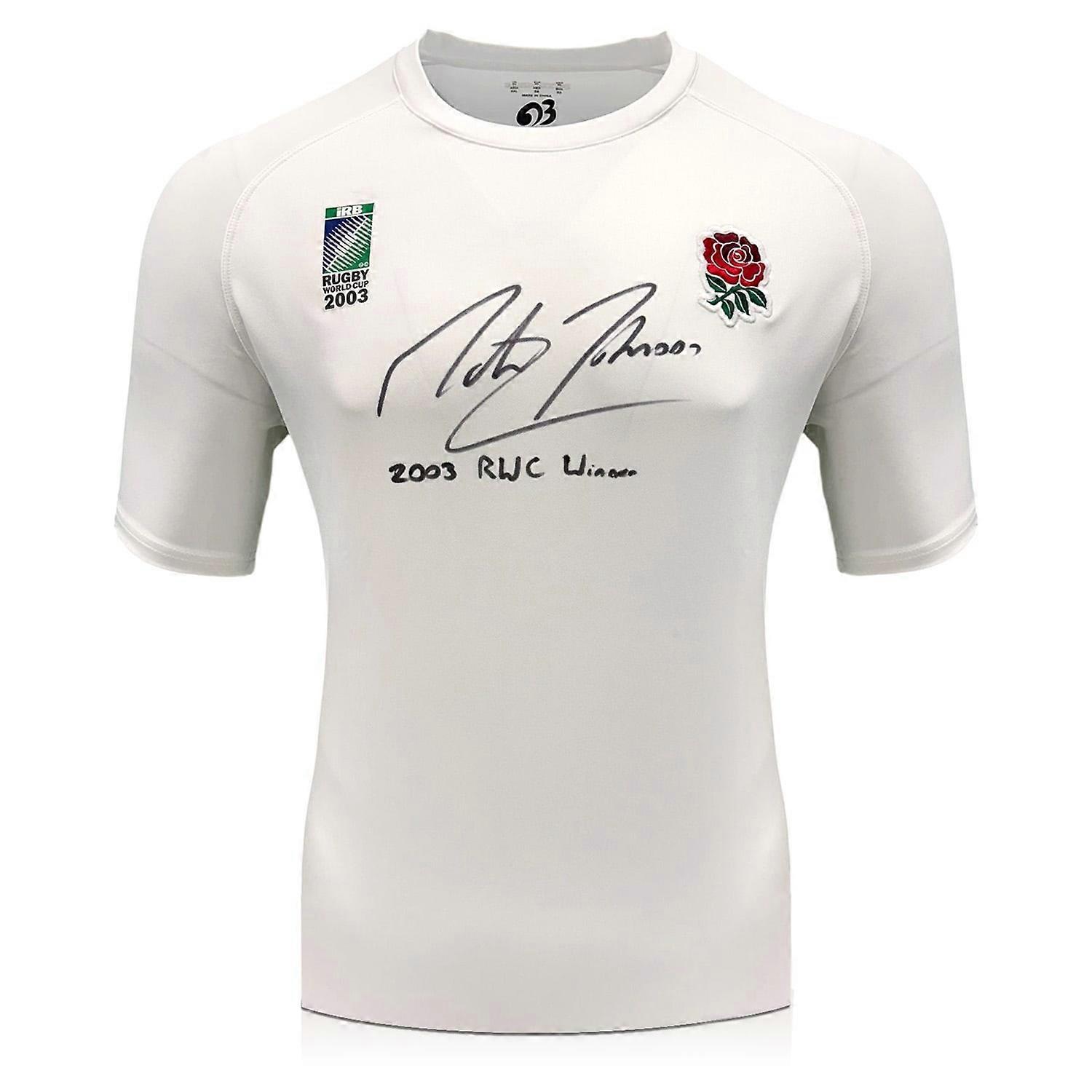 マーティン・ジョンソン直筆サイン入り 2003年優勝記念イングランドラグビーシャツ：2003年優勝者刻印入り