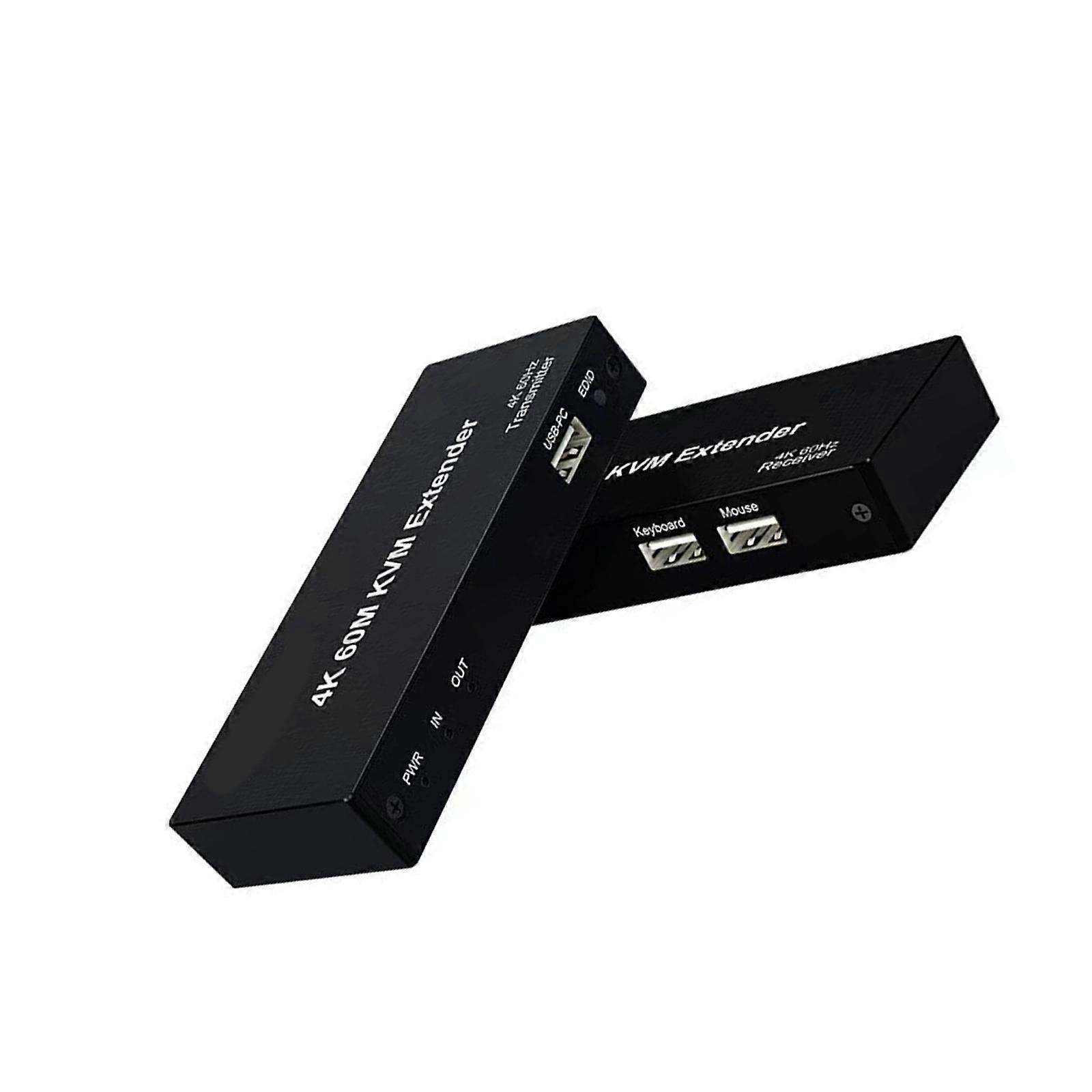 High Resolution Video to RJ45 Extender KVM Compatible for 4K 60Hz Transmission to 60 Metres Offering USB Support Aluminum Shell Multicolor