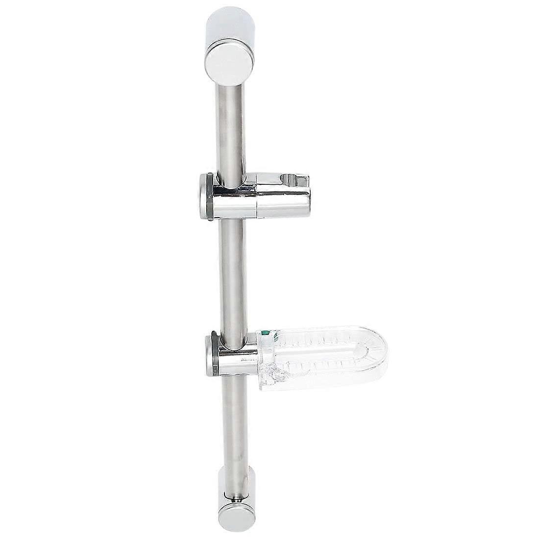 Adjustable Chrome Shower Rail Kit with Height Slide Bar and Movable Soap Dish for Universal Use