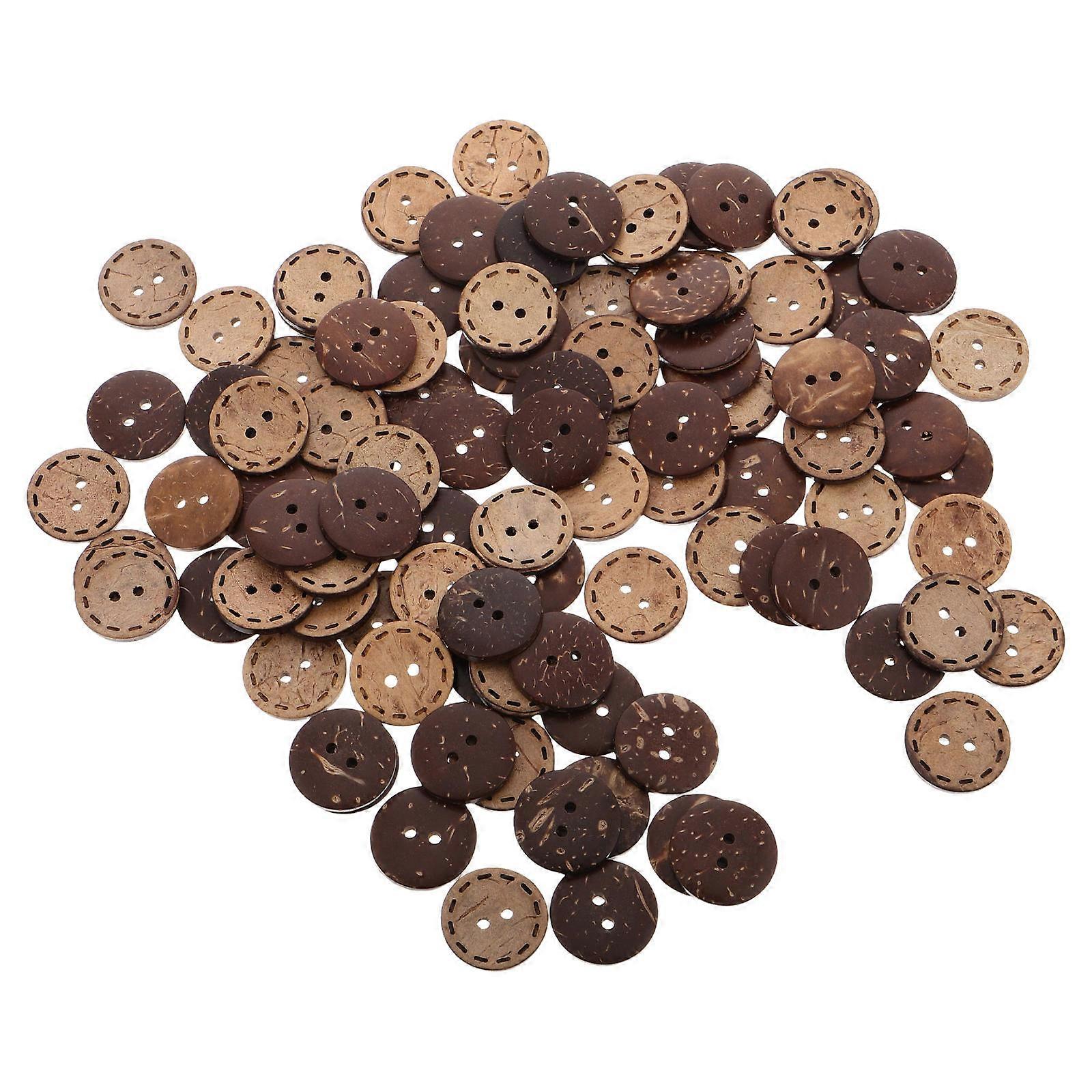 Natural Coconut Shell Buttons for Shirt with Two Hole Design 100Pcs Pack