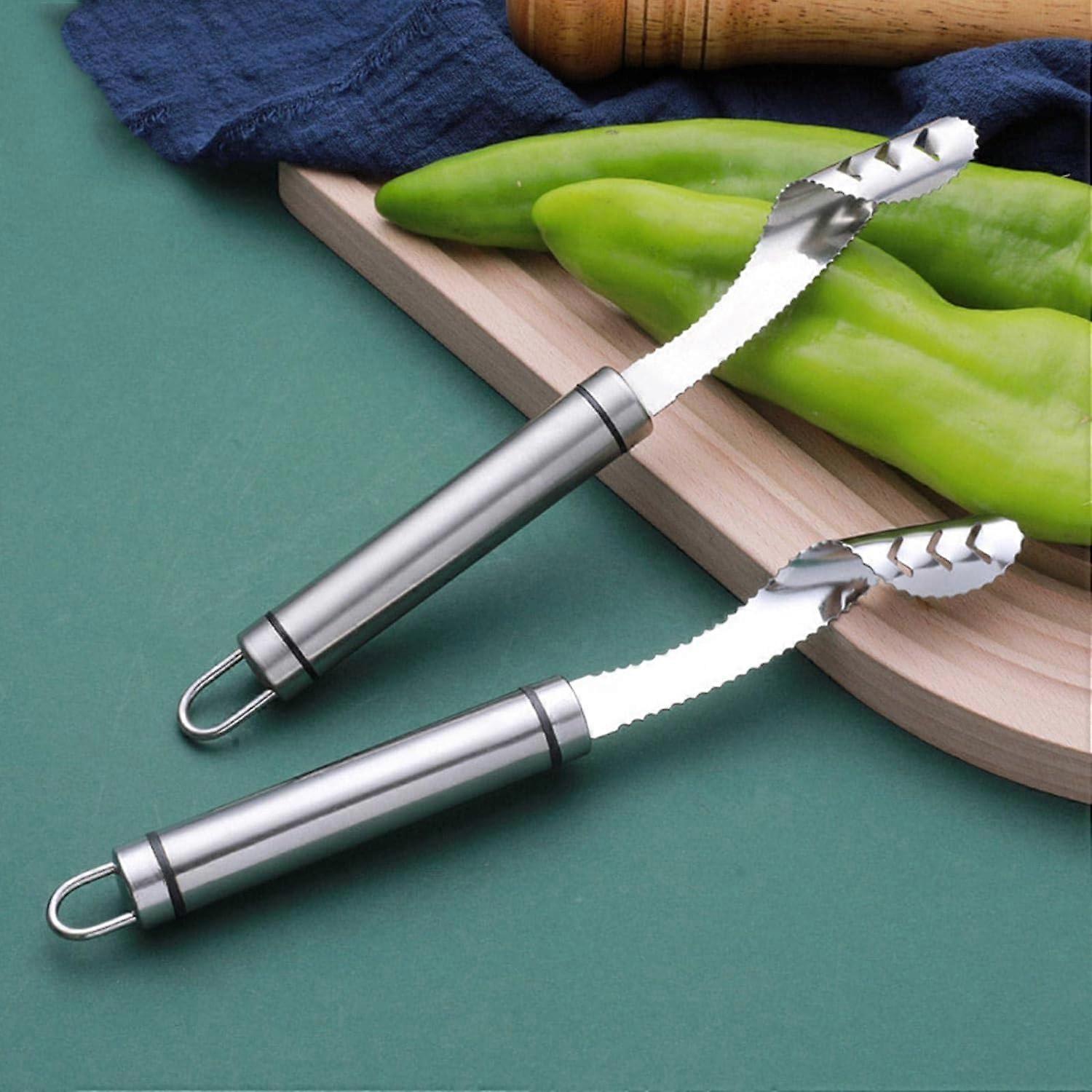 2Pcs Pepper Corer and Vegetable Corer Set with Serrated Edge for Precision Kitchen Prep