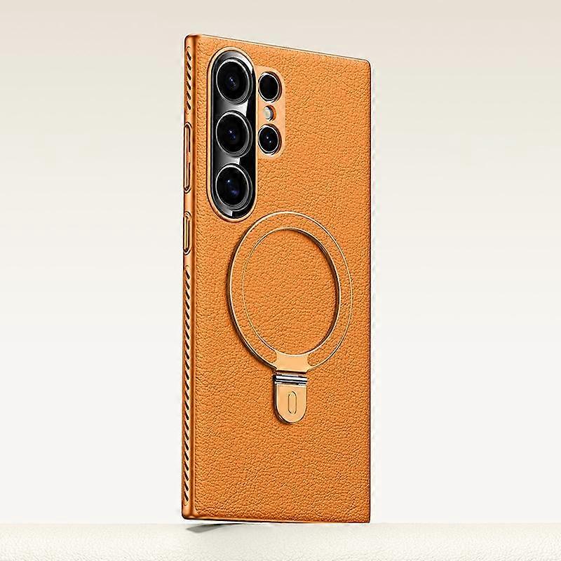 Electroplated PC Cooling Leather Holder MagSafe Phone Case