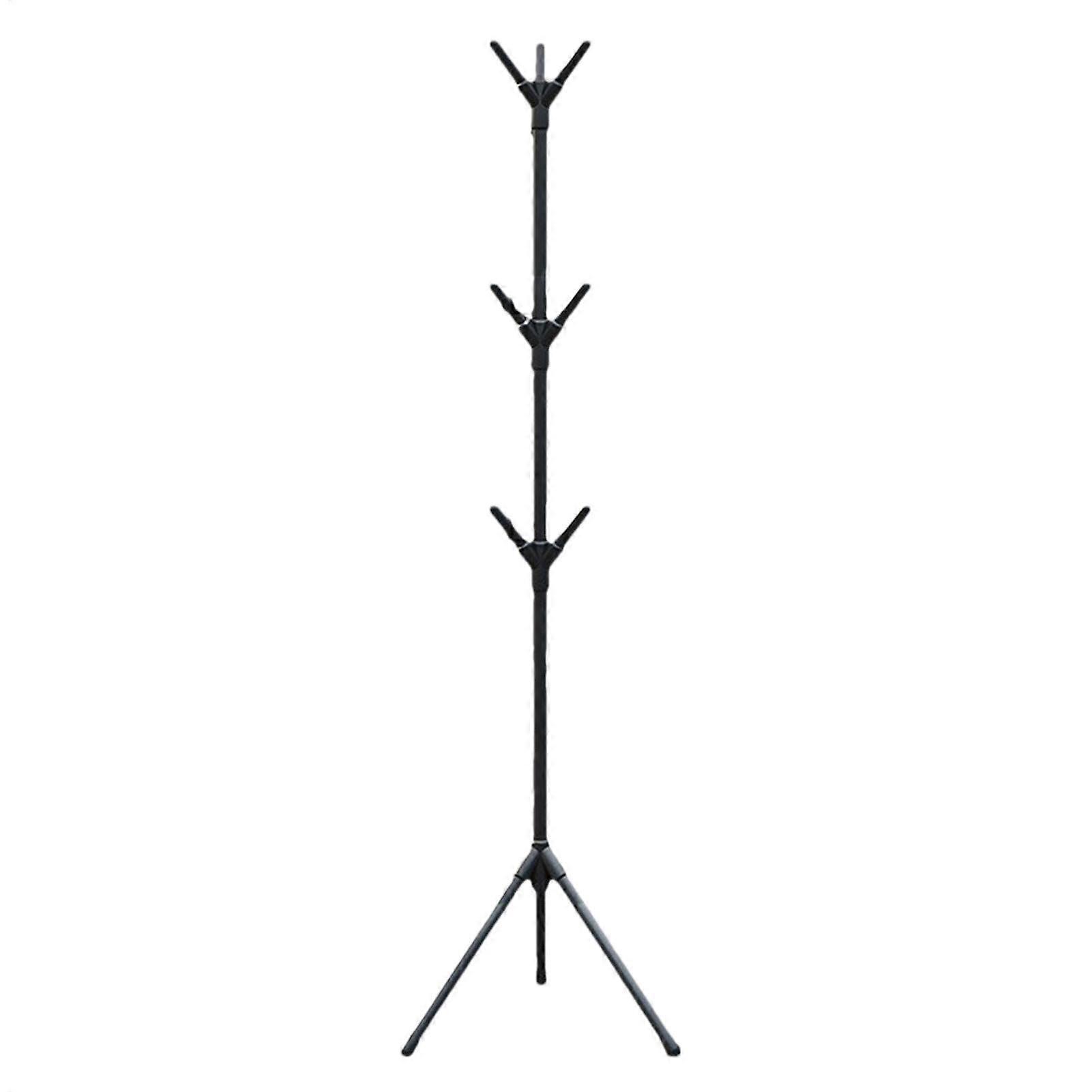 Coat Rack Stand TreeShaped Design RustResistant Steel Entryway Hat and Coat Stand with Storage Black