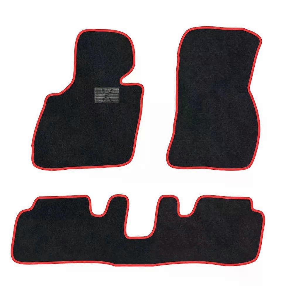 Car Floor Mat For   Bmw 1 series F70 2024-Present  Polyester suede Anti Slip black Backing red Binding Trim Edge