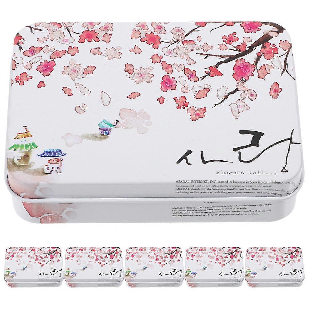 Multi Color Long Rectangular Tin Box for Storage 6Pcs Durable Metal Storage Cases
