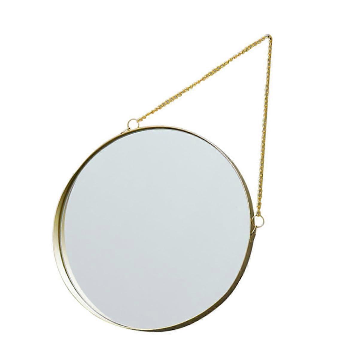 Wall Mirror Round Nordic Style with Elegant Golden Frame for Home Dorm Bathroom Definition Decor