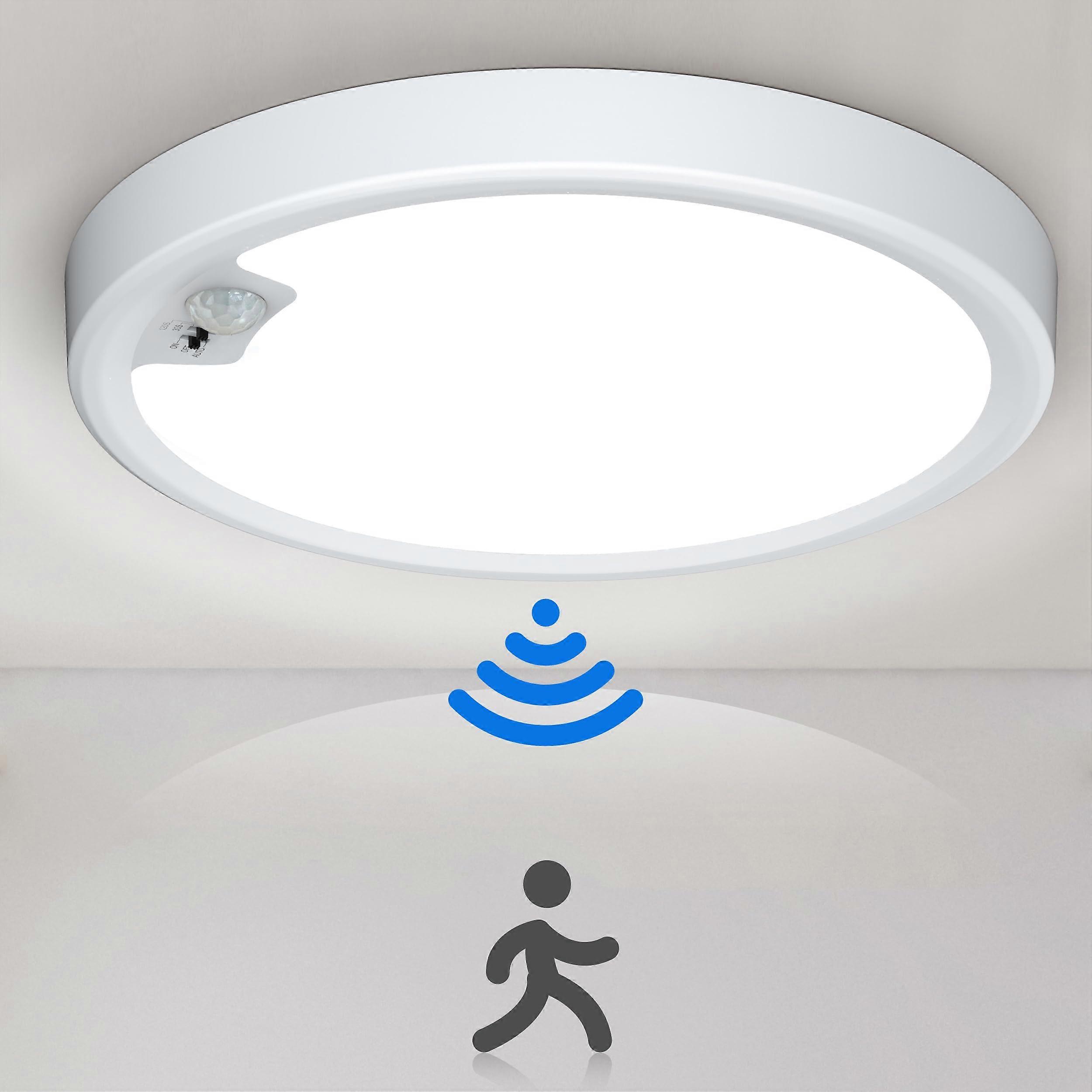 Motion Sensor Ceiling Light 8.7In LED Flush Mount, Adjustable Color, Energy Saving Indoor Fixture 18W 1600LM