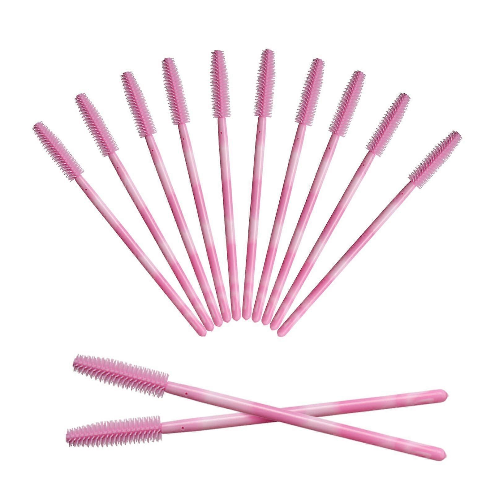 50 Pack Silicone Mascara Wands Disposable Eyelash Brushes with Soft Bristles for Extensions Pink
