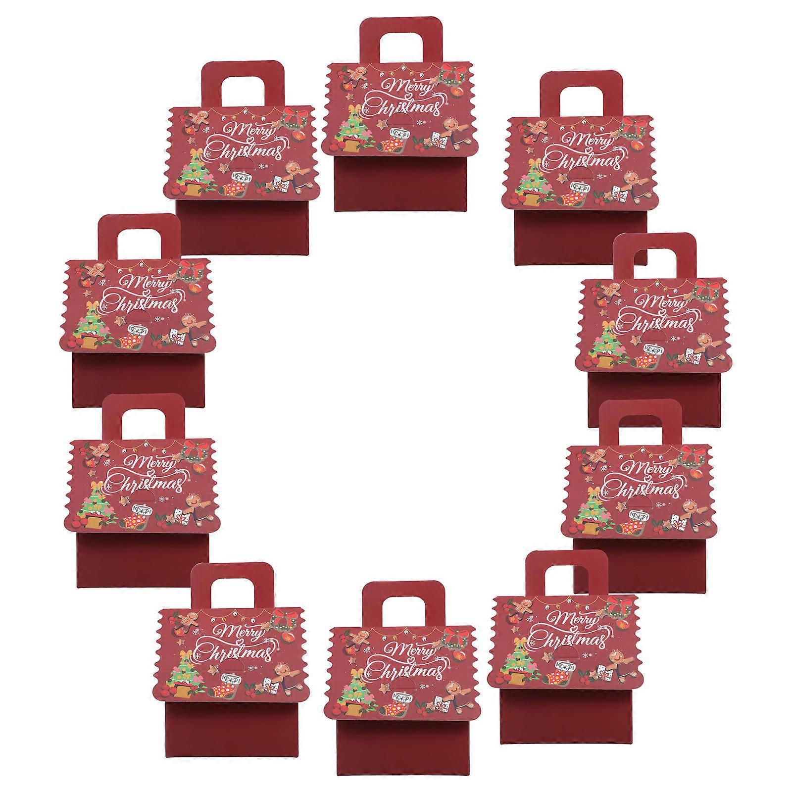 Red Candy Boxes House Shaped for Wrapping 10Pcs Christmas Cookie Boxes