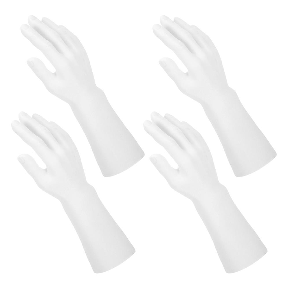 Hand-Shaped Ring Holder for Jewelry Display 4Pcs White Plastic Mannequin