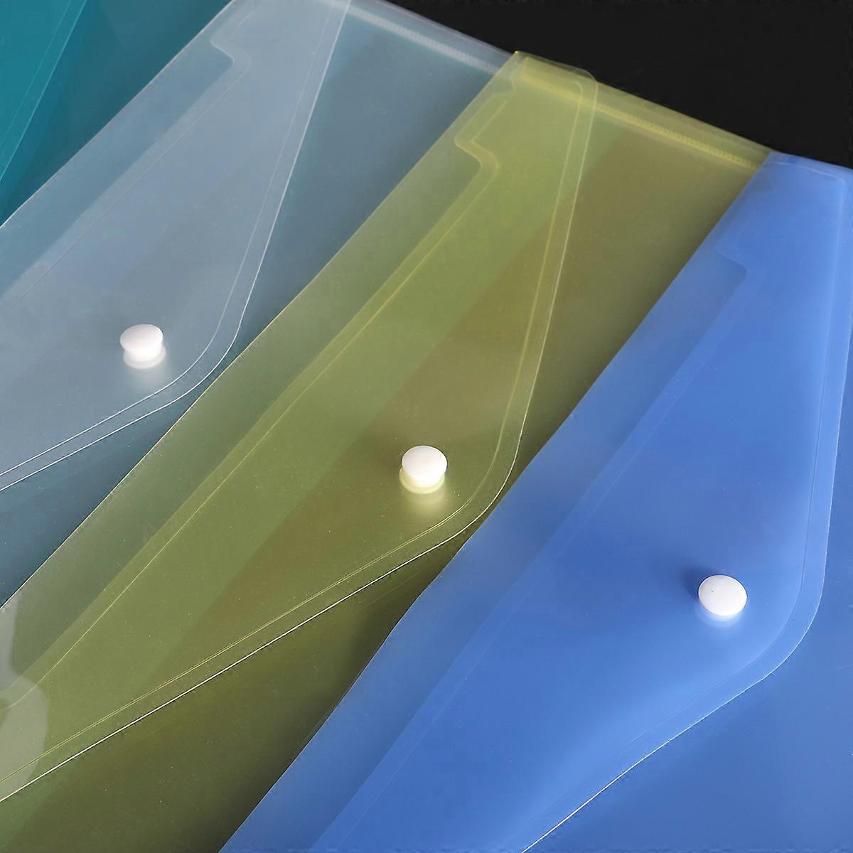 20pcs A4 Polypropylene Document Folder Snap Button Closure Transparent Organizer Clear Pp Storage Bag Assorted Colors