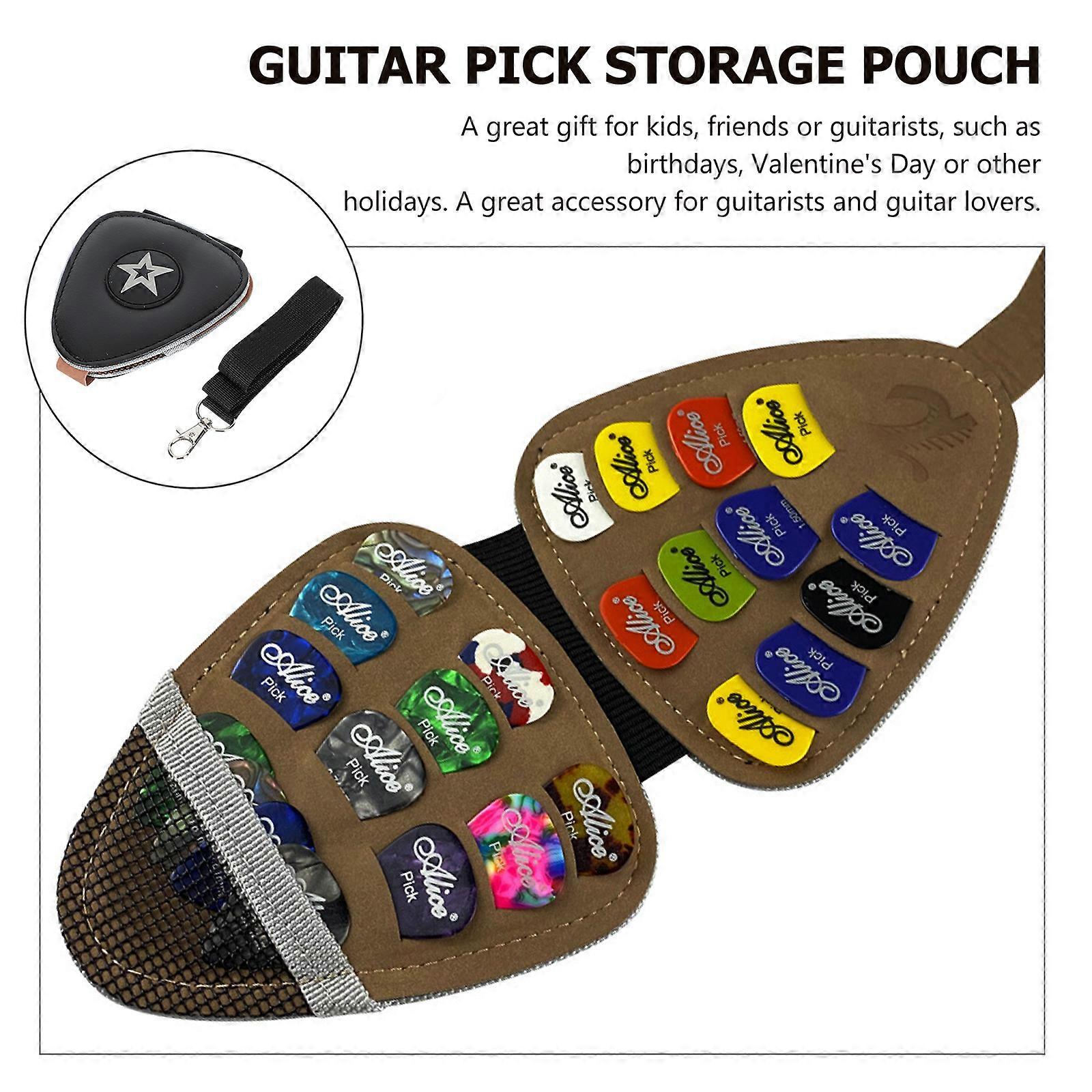 Durable Guitar Pick Storage Pouch Practical Plectrum Holder Buckle Closure Protects Picks from Scratch Noise