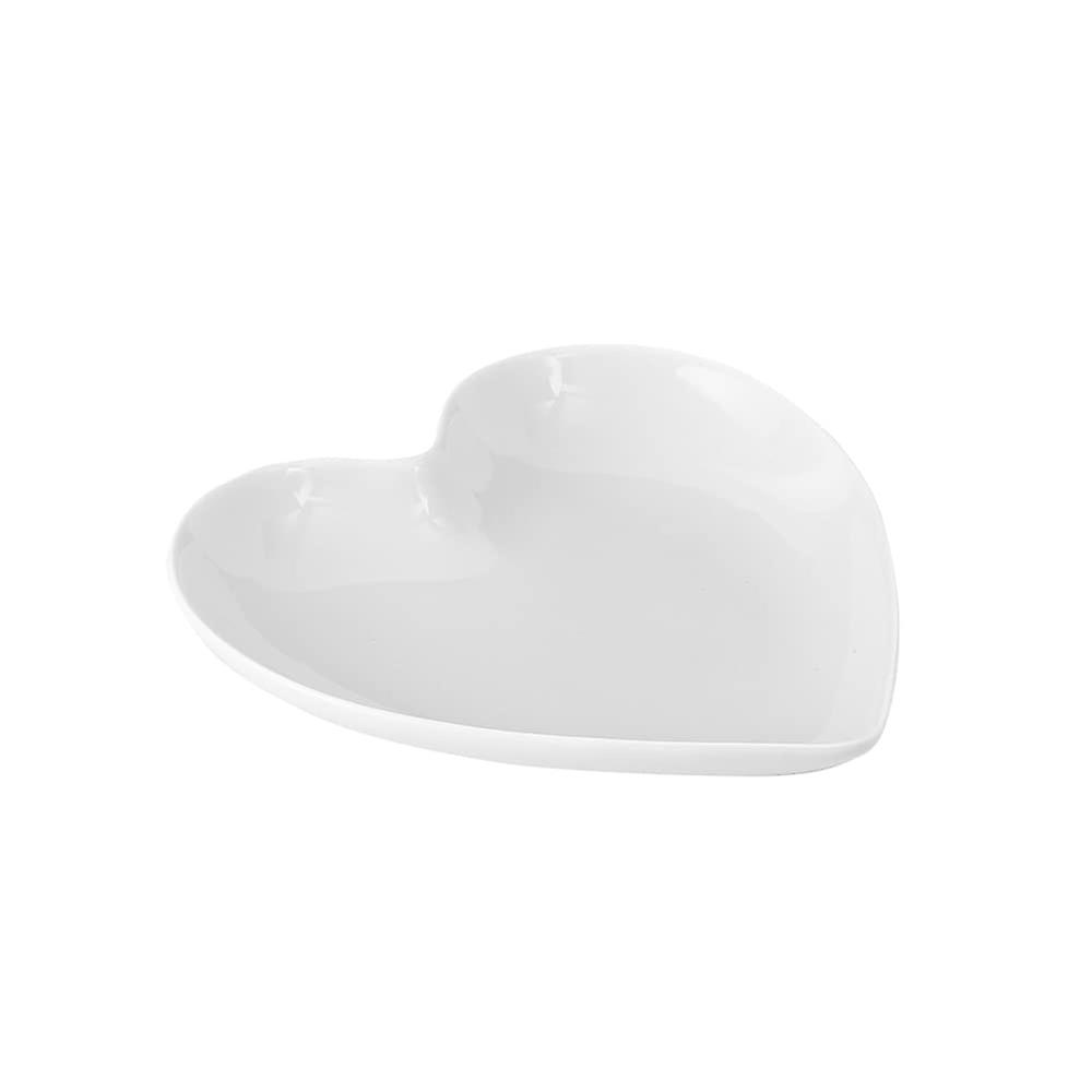 9 Inch White Ceramic Dinner Plate with Elegant Heart Shape, Durable and Easy Clean Surface