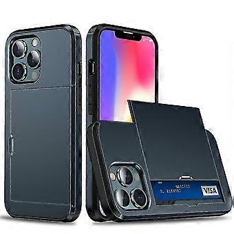 Slide Card Holder Anti-drop protection PC + TPU Hybrid Back Phone Case pour iPhone 13 mini 5,4 pouces