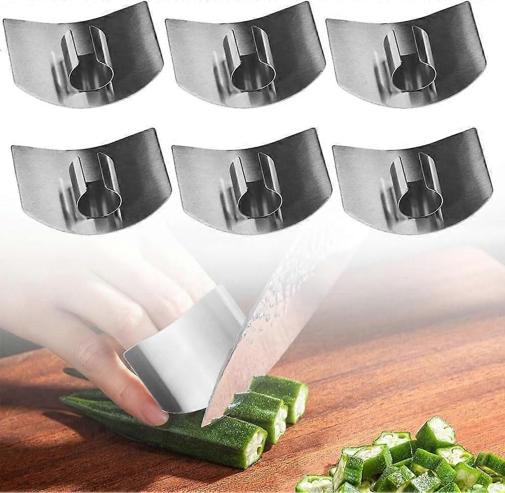 Stainless Steel Finger Guard for Cutting, Adjustable Kitchen Finger Protector Safety Shield, 6Pcs