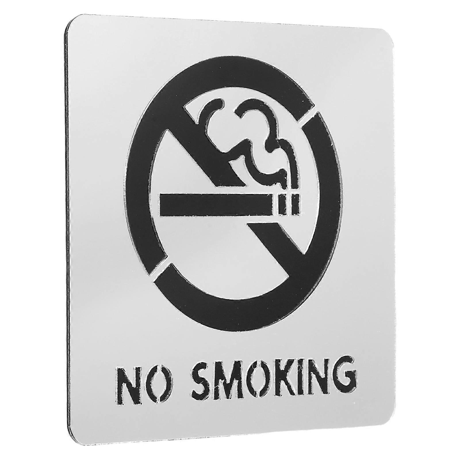 Silver No Smoking Table Sign Acrylic Sticker for Office Use