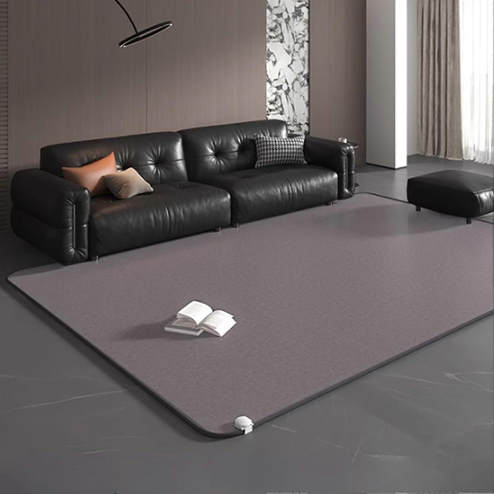 Heated Floor Mat Graphene Electric Heating Carpet with Adjustable Temp Timer Energy Saving Gray 100x150cm