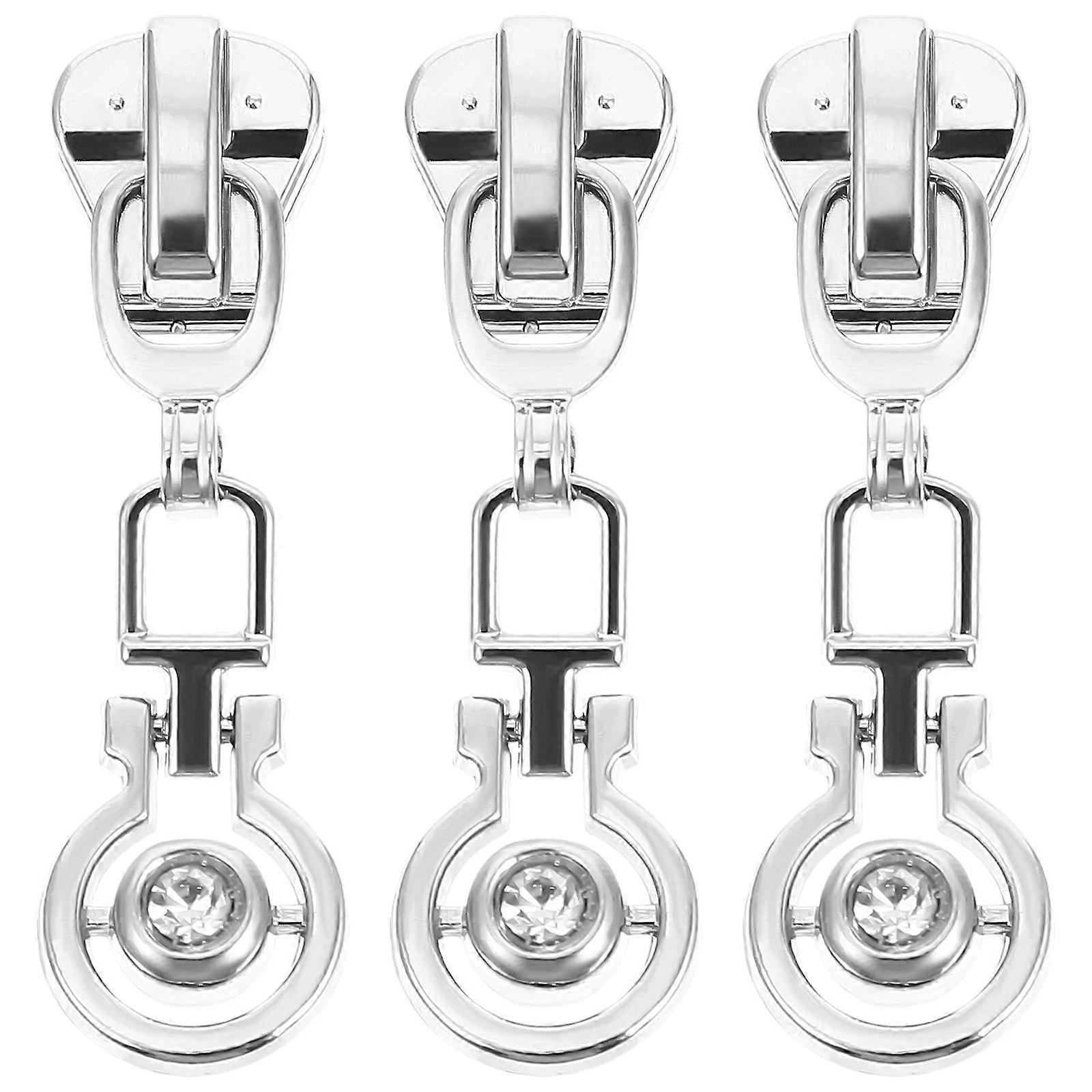Metal Zipper Pullers Replacement for Bag Zipper Pull Tabs 3Pcs Silver Durable