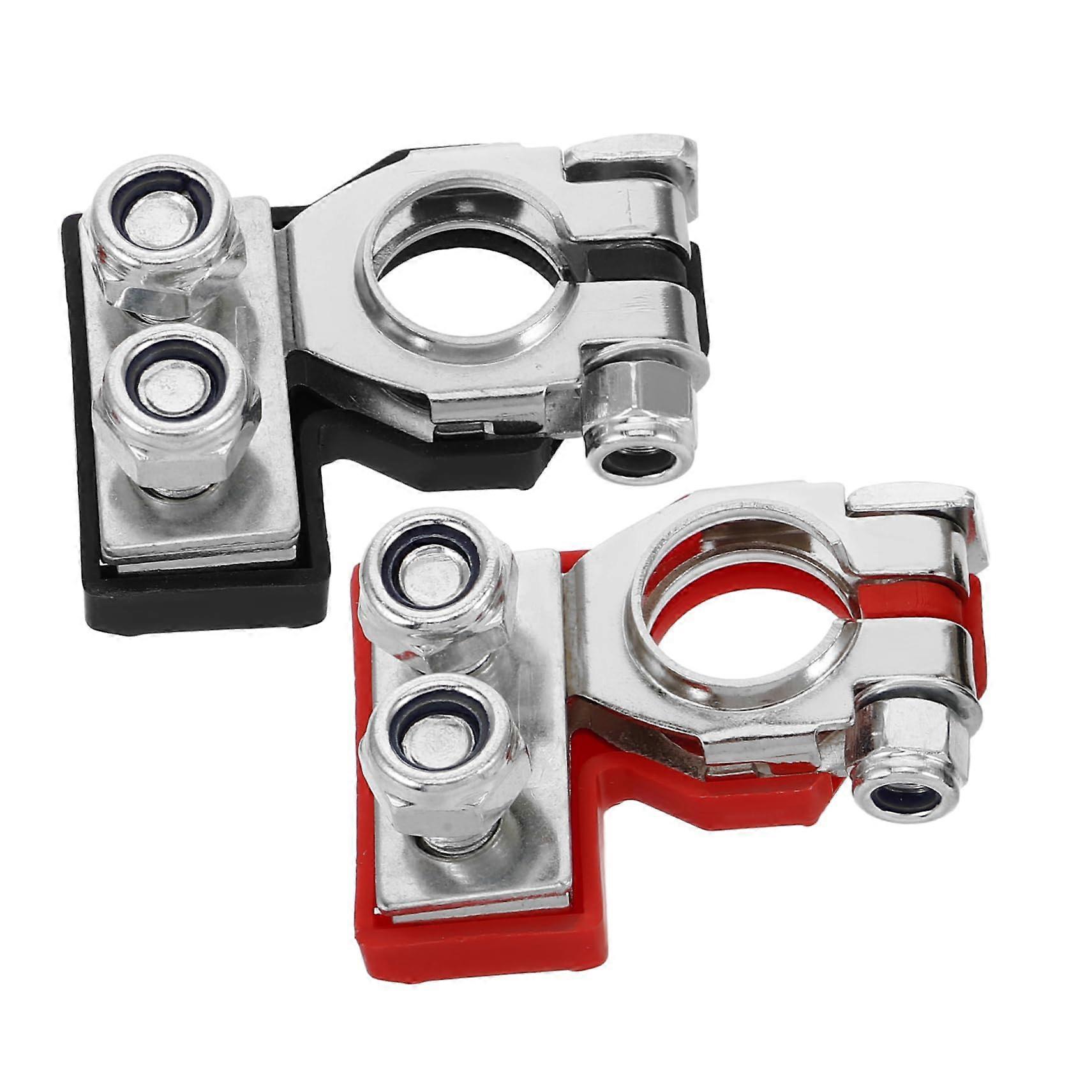 1 Pair Copper Car Battery Terminal Clamps Positive Negative  Conductivity Quick Install Set
