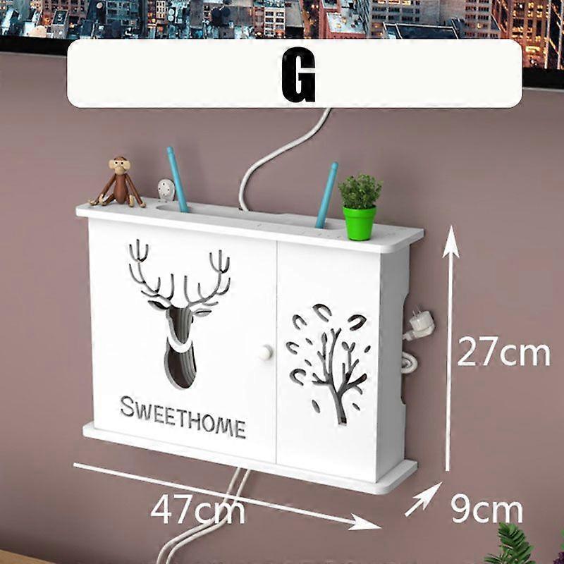 Large Wireless Wifi Router Shelf Storage Boxes Cable Power Plus Wire Bracket