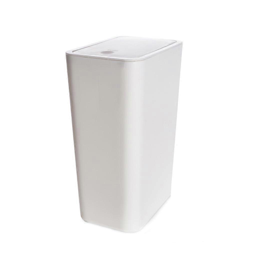 Modern Lightweight Trash Can with SpaceSaving Design for Home Kitchen Bathroom, White L