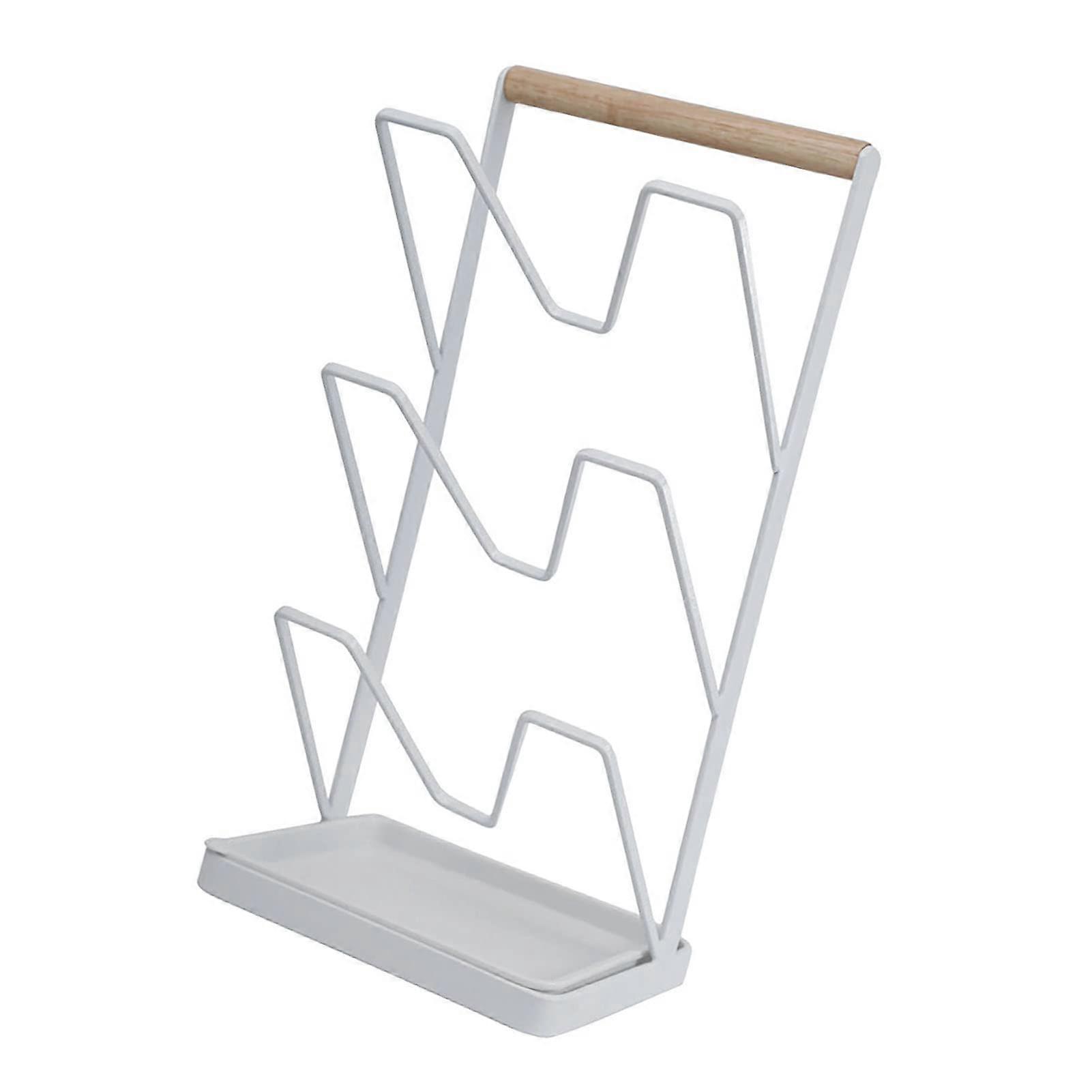 Pot Lid Holder 3 Layer Vertical Organizer with Secure Lid Grooves and Stable Base for Kitchen Storage