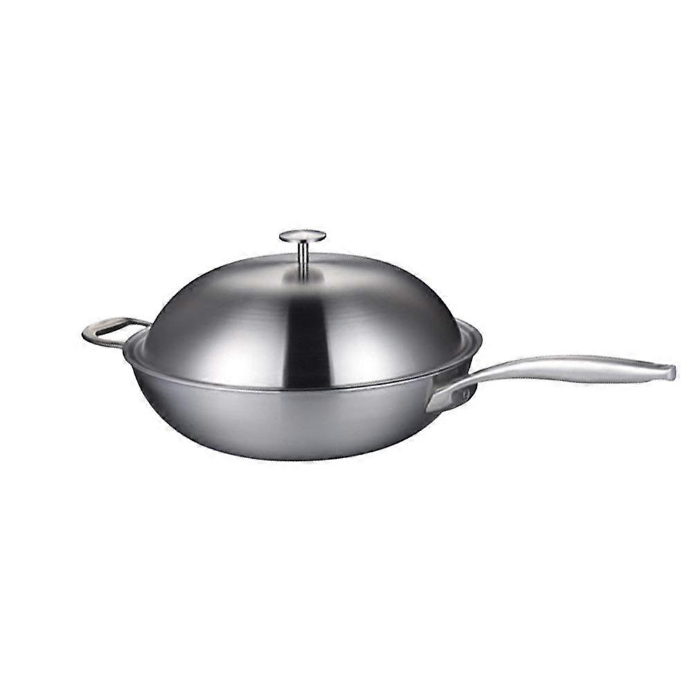 32cm Titanium Wok with HeatResistant Handle, Uncoated Frying Pan for Versatile Kitchen Cooking