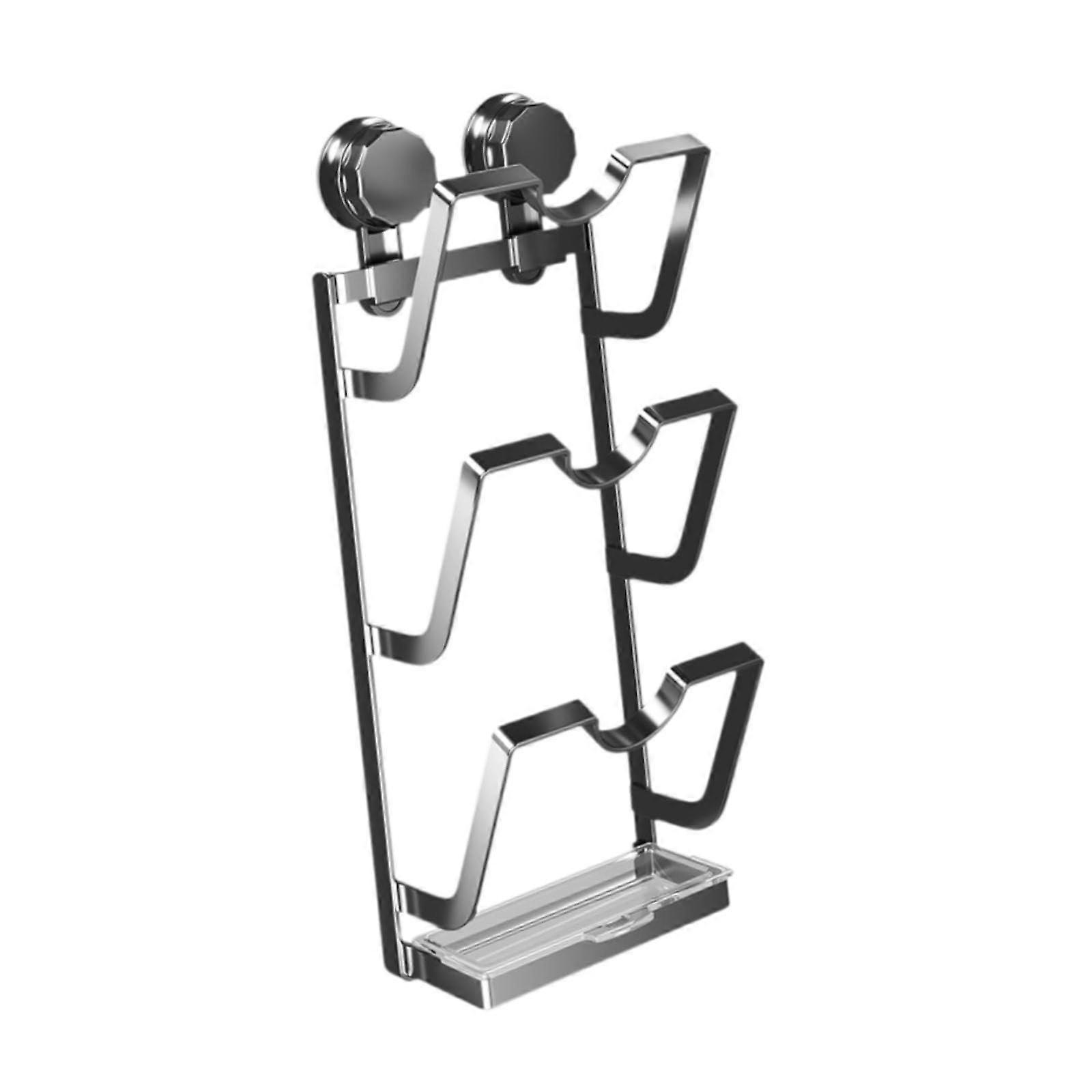 Pot Lid Organizer Rack with No Drill Wall Mounted Design for Space Saving Universal Kitchen Storage