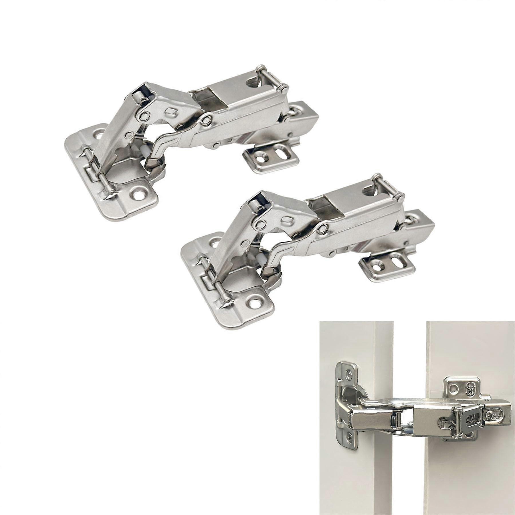 2Pack 165° Soft Close Cabinet Hinges for Frameless Kitchen and Corner Cupboard Doors Silver