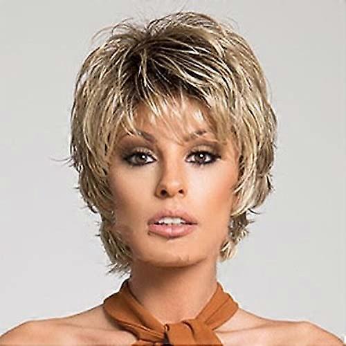 Short Blonde Pixie Cut Wig with Bangs, Heat Resistant Synthetic, Mixed Blonde Layered Style