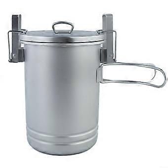 Camping Cookware Set Stainless Steel Pot with Rice Steamer, Foldable Handle, 1750ml for Hiking Picnic