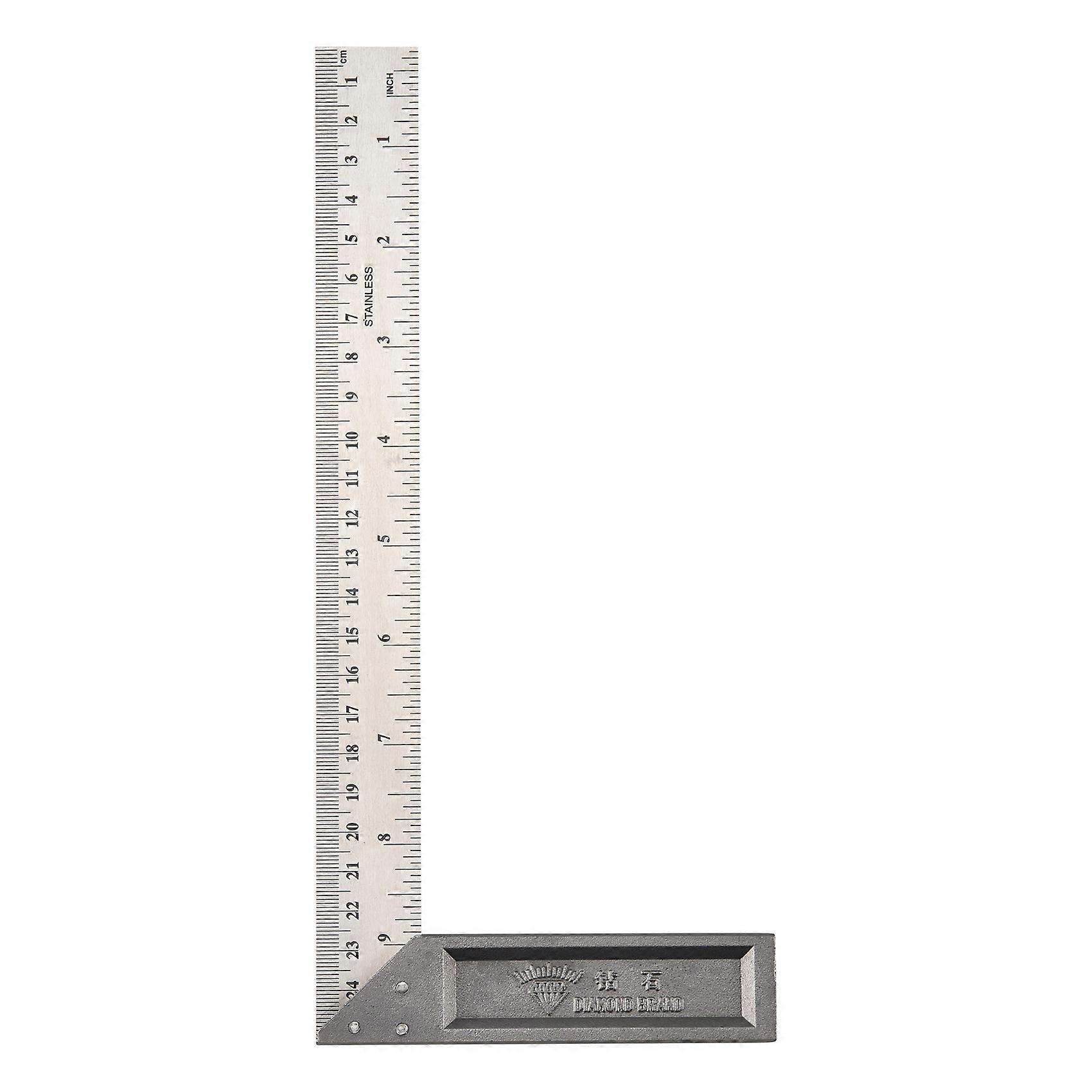 90 Degree 25cm Length Stainless Steel L-Square Angle Ruler