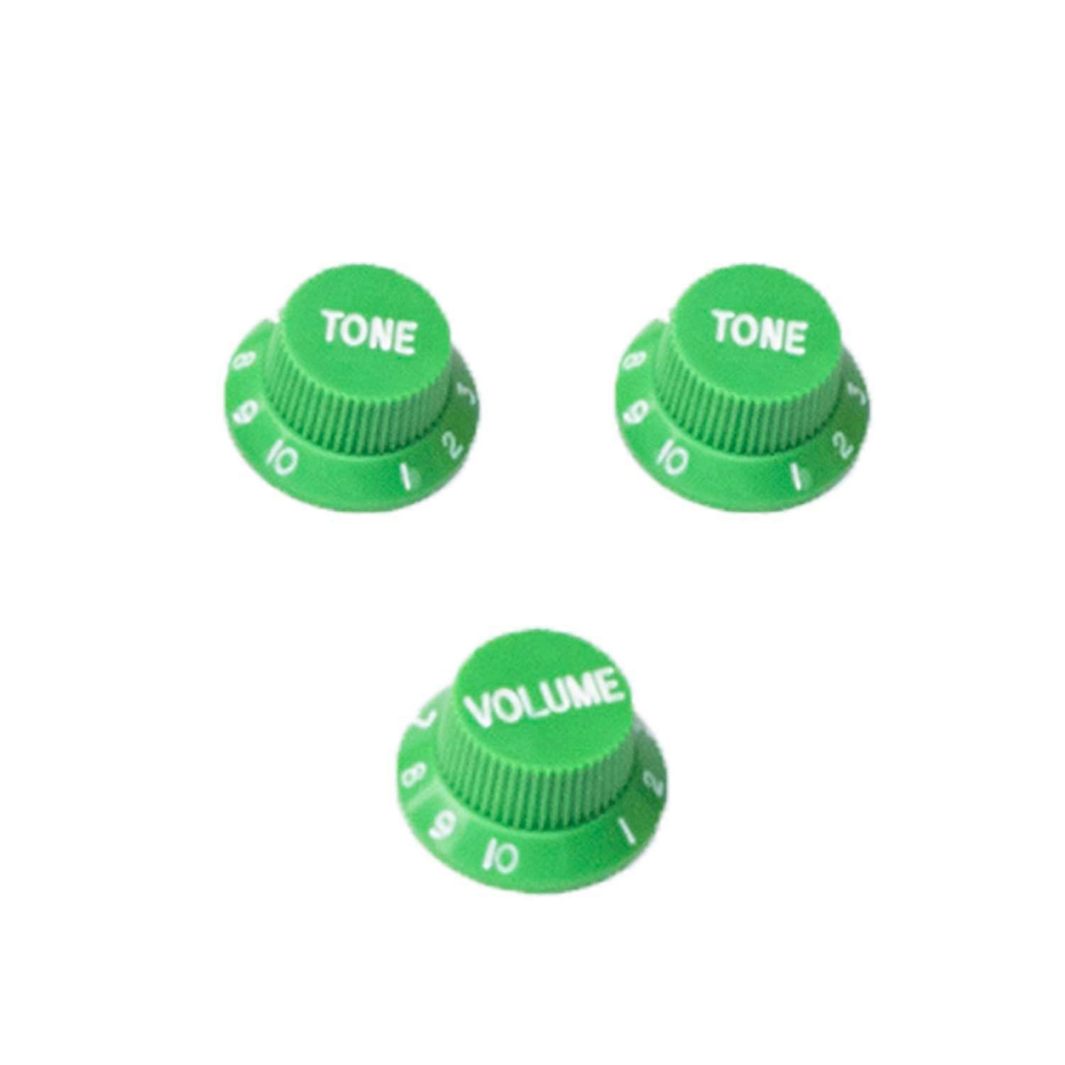 Strat Guitar Knobs Set with Secure Metric Fit, Green White Volume Tone Controls for Squier Strat