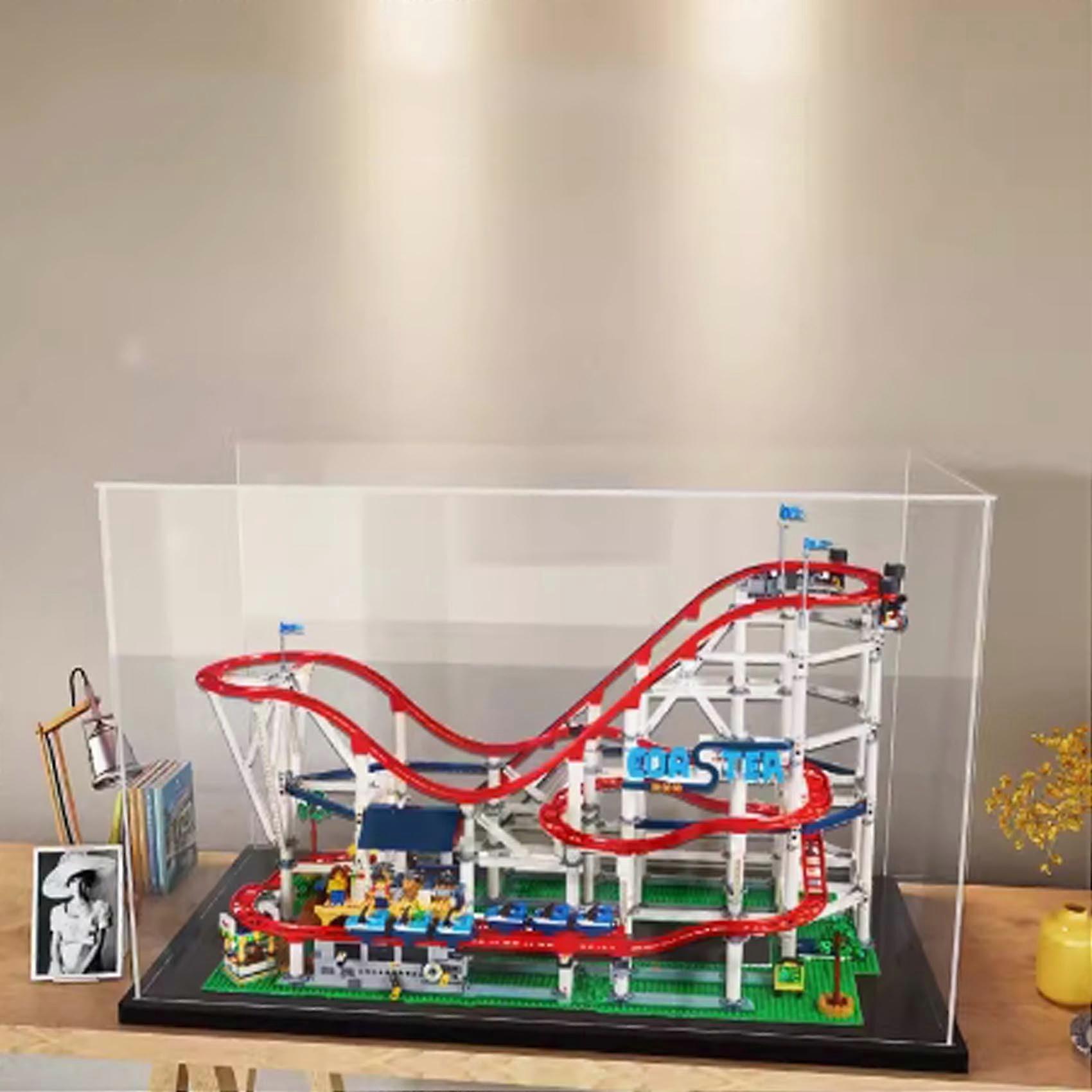 Acrylic Display Case Dustproof Showcase with Black Base for  10261 Roller Coaster
