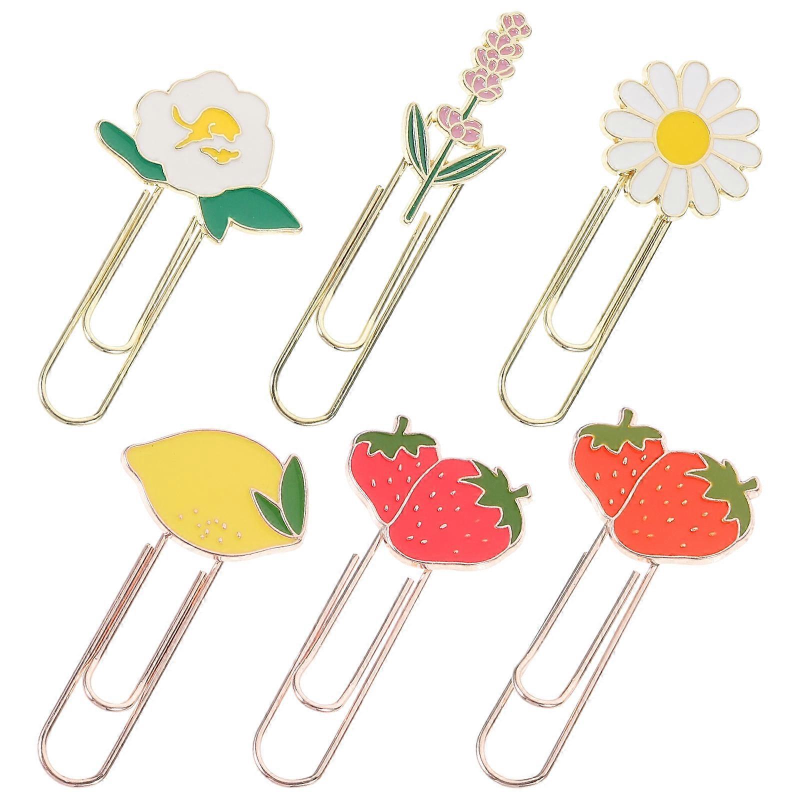 Metal Fruit Paper Clips for Decoration Creative Paper Clips 6Pcs Assorted