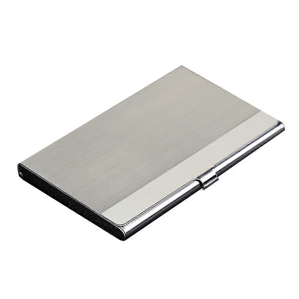 Card Holder Stand Silver Metal Name Case Rectangular Simple Style Keep Cards Clean 9.6*6.5*1.3cm Quick Access 1Pcs