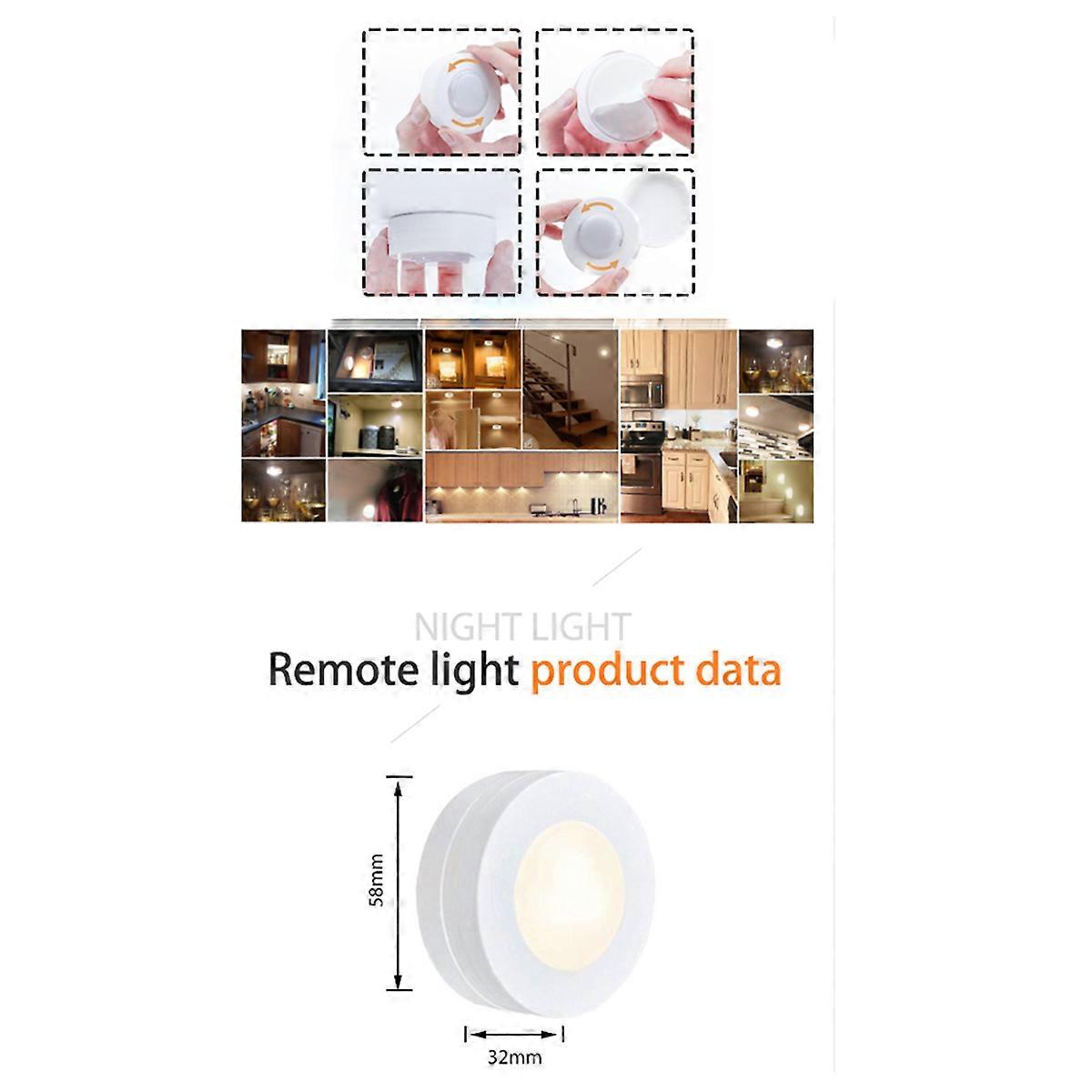 LED Cabinet Light Wireless Remote Function with 4Pcs Brightness Adjustable Lamps Set