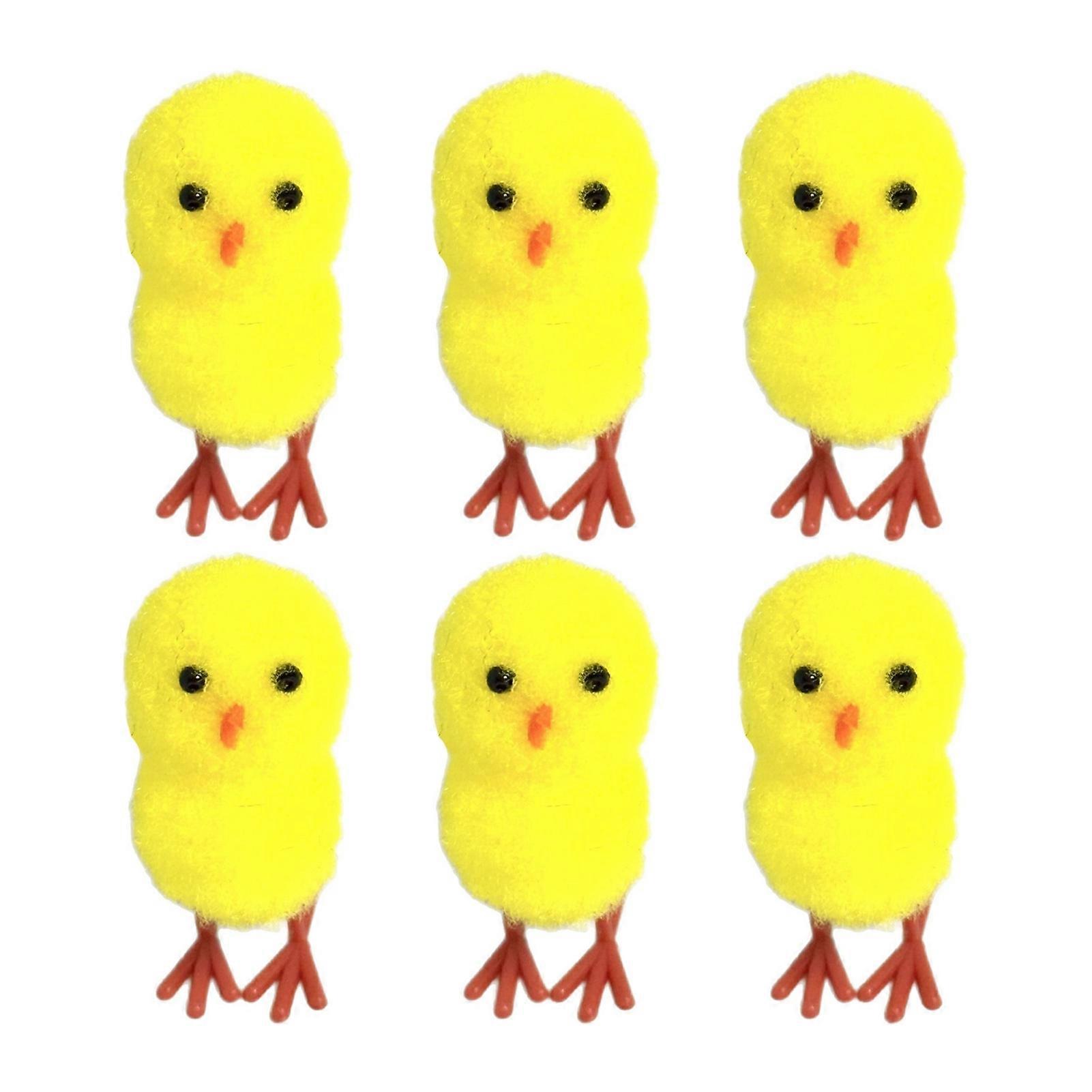Mini Easter Fluffy Chicks 1.18" Soft Plush Chick Figurines Cute Yellow Small Chenille Chicks for