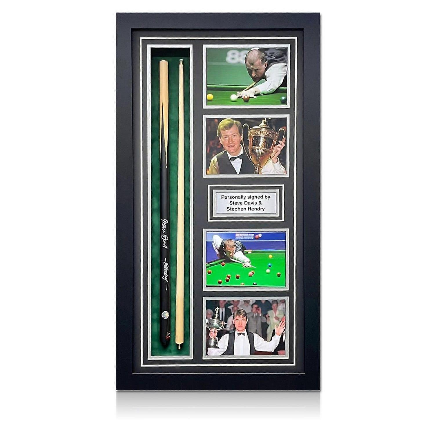 Steve Davis And Stephen Hendry Signed Snooker Cue. Framed